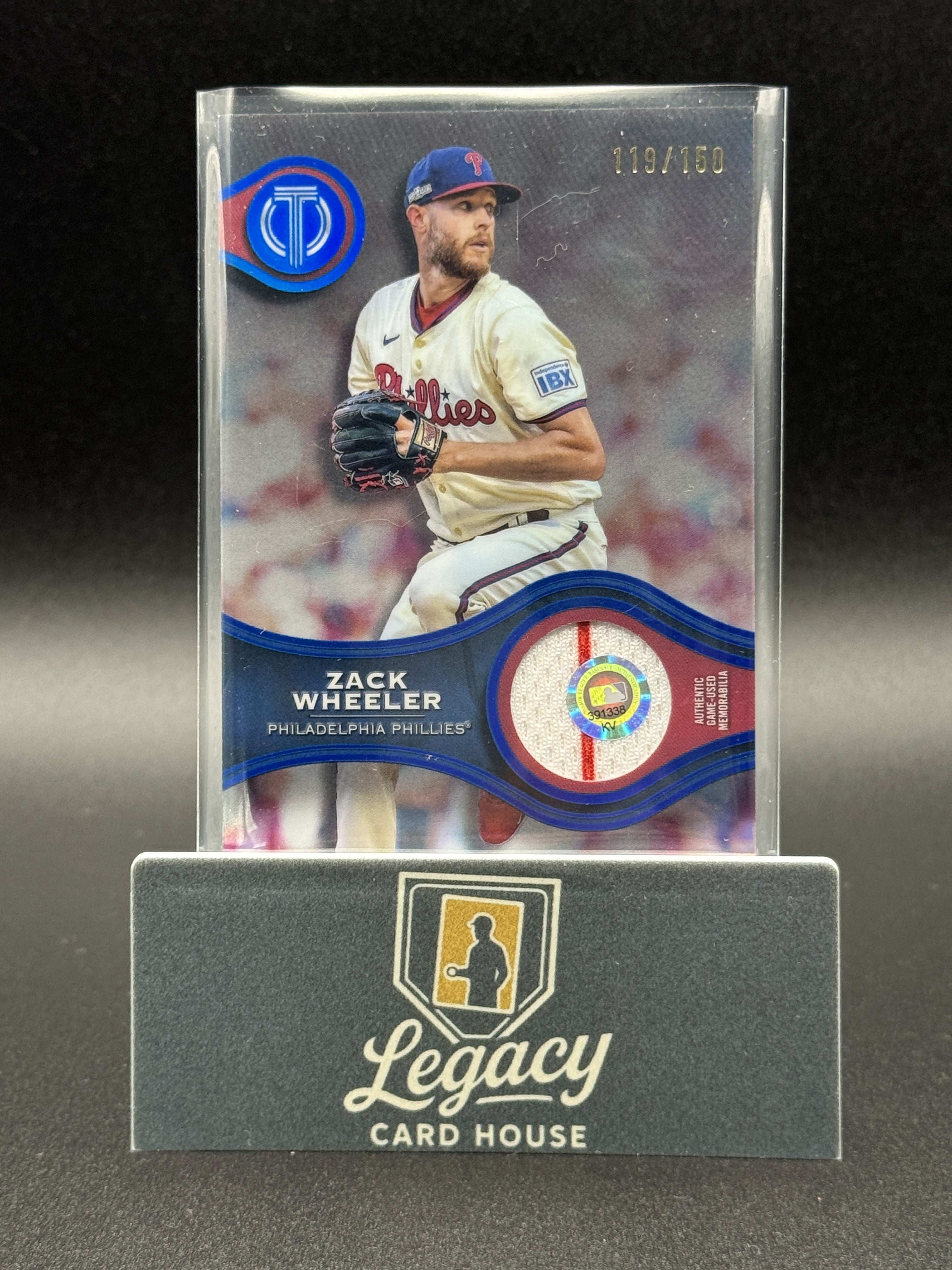 2025 Topps Tribute #SOA-ZW Zack Wheeler Stamp of Approval Blue #/150