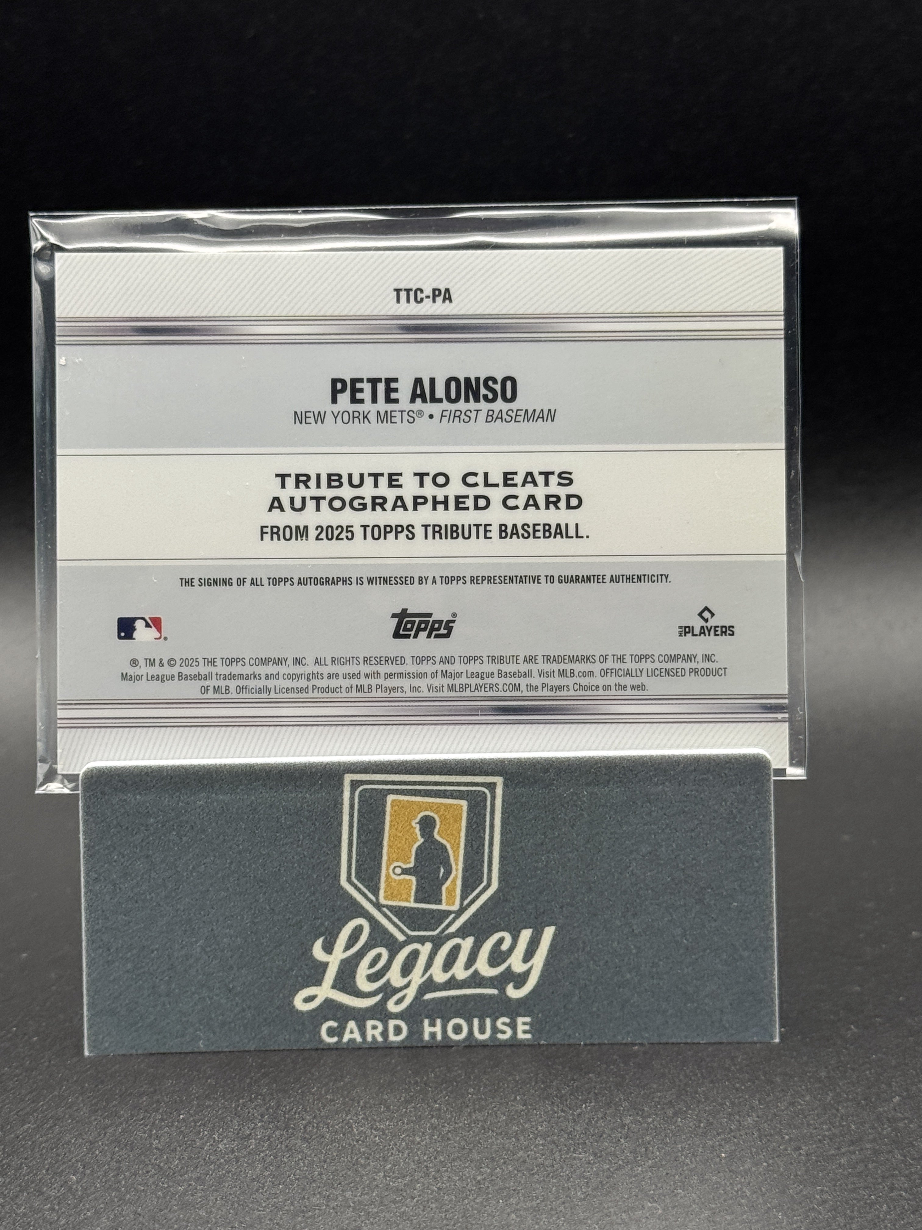 2025 Topps Tribute #TTC-PA Pete Alonso Tribute to Cleats Autographs #/99