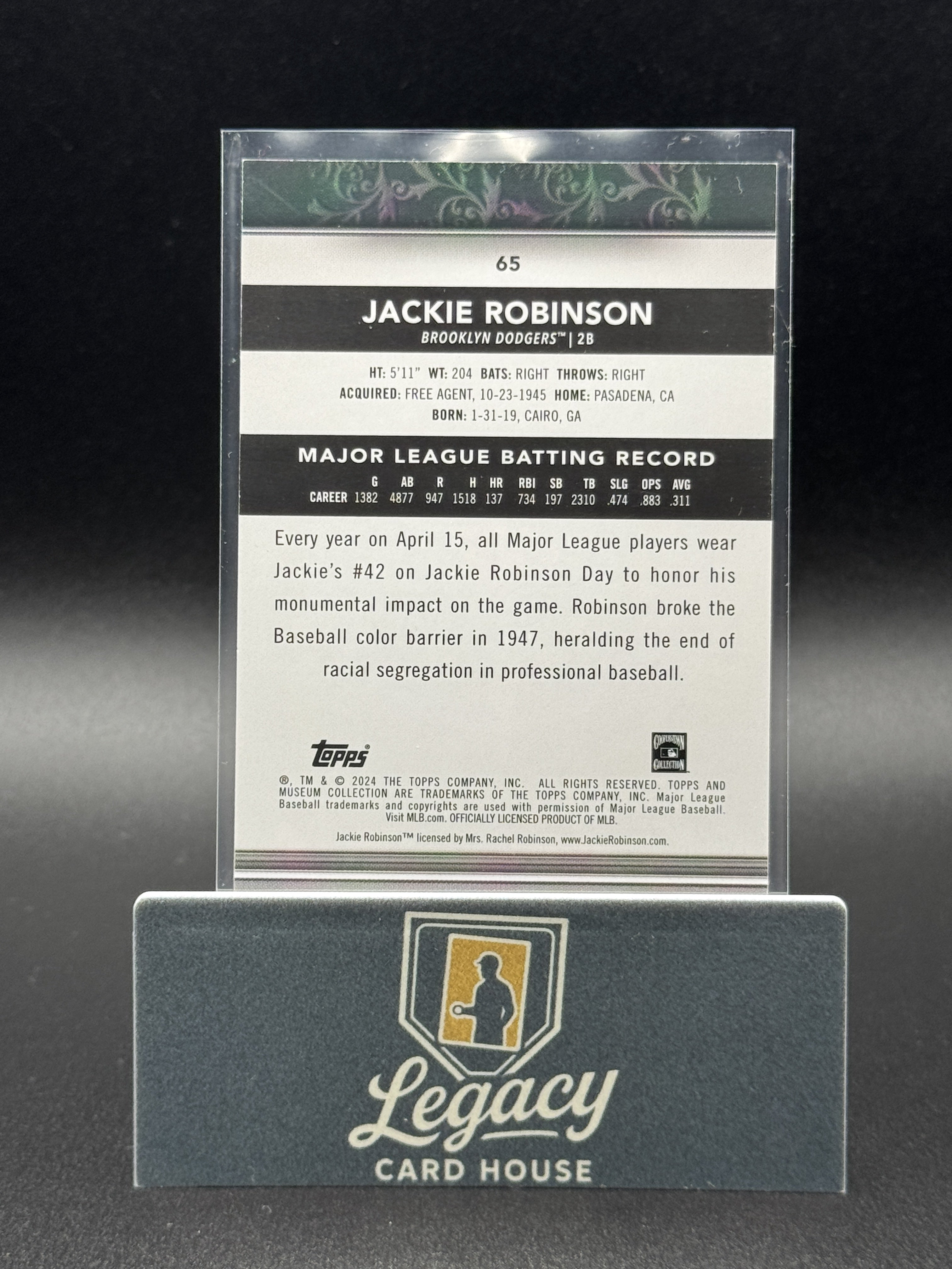 2024 Topps Museum Collection #65 Jackie Robinson Sapphire #/150
