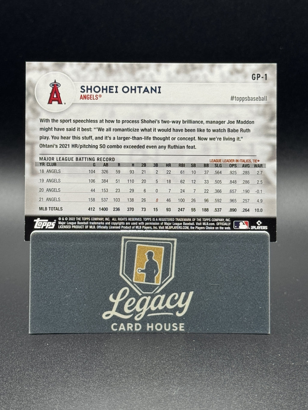 2022 Topps International Trading Card Day #GP-1 Shohei Ohtani Gift with Purchase
