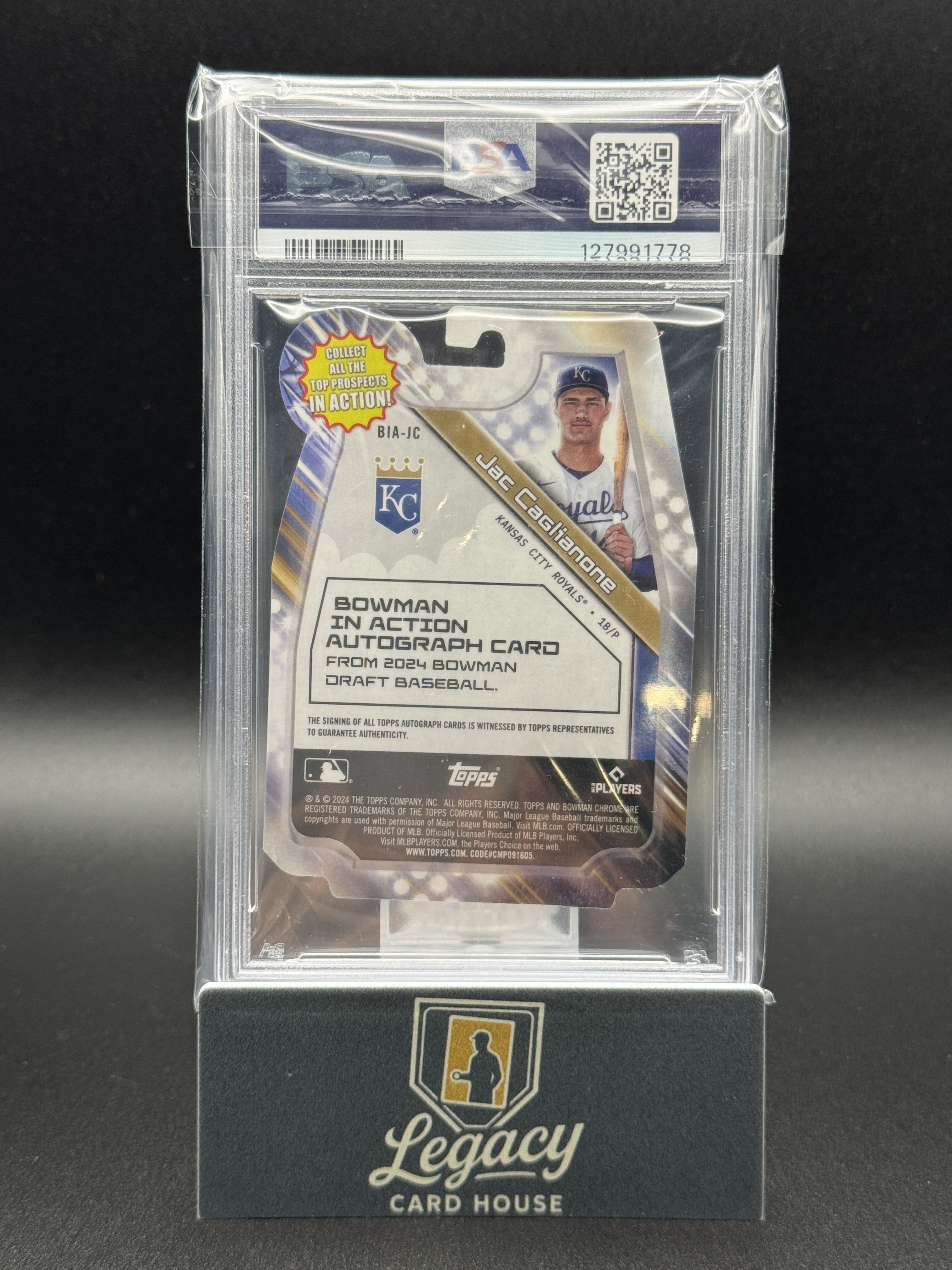 2024 Bowman Draft Jac Caglianone In Action Autos Gold Mini Diam. PSA 10 #/50