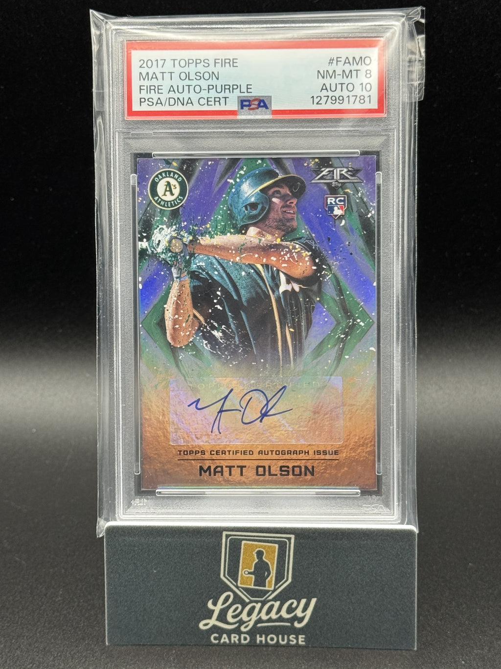 2017 Topps Fire #FA-MO Matt Olson Autographs Purple #/50