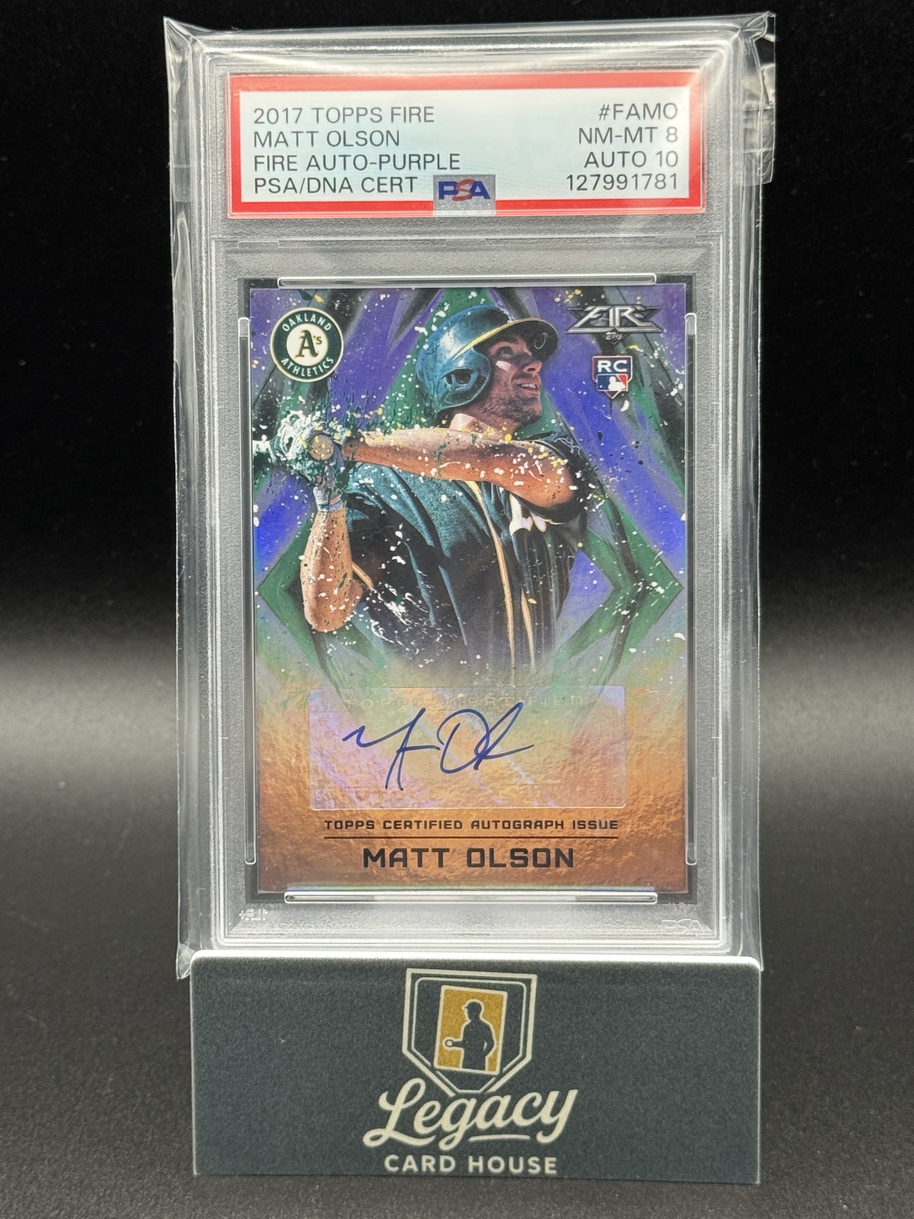 2017 Topps Fire #FA-MO Matt Olson Autographs Purple #/50