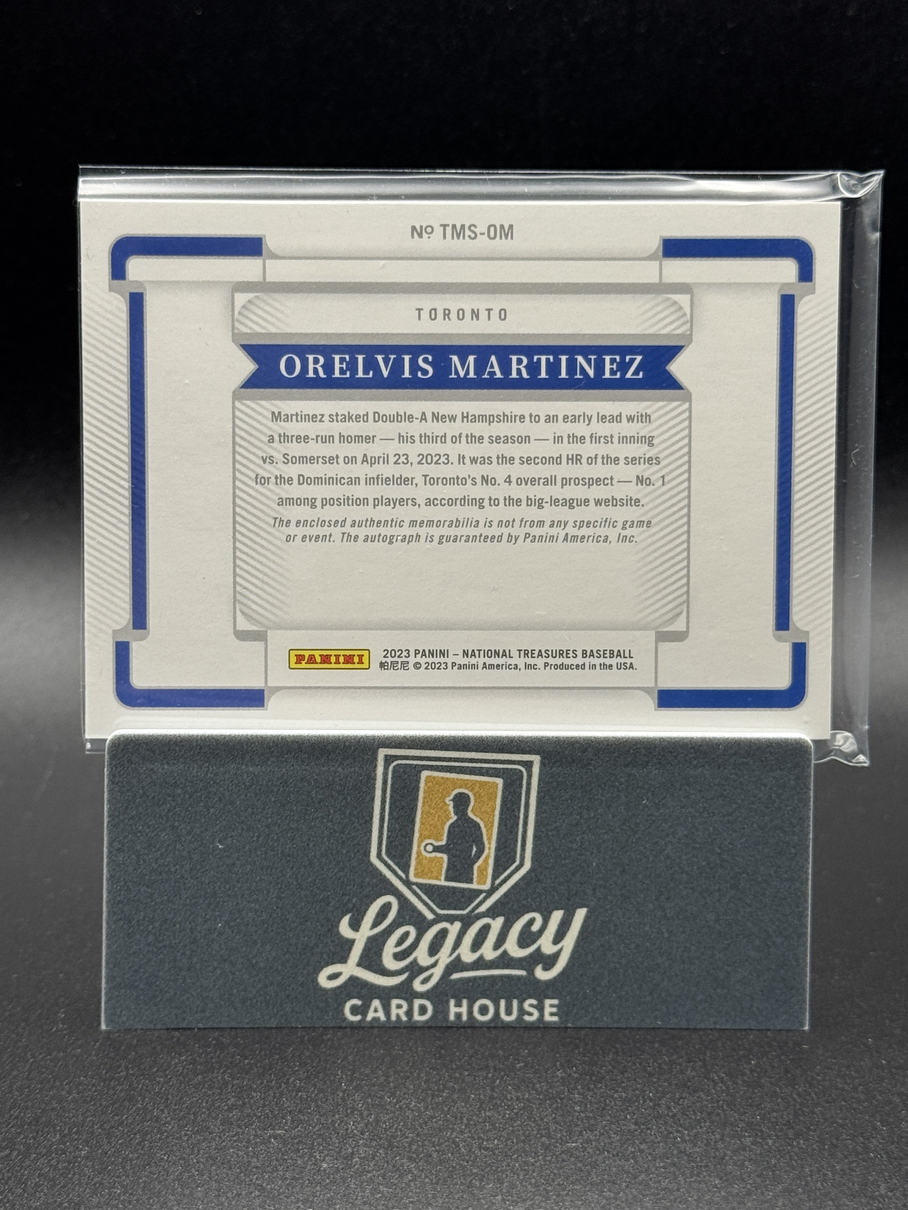2023 Panini National TreasuresOrelvis Martinez Treasured Mat. Sig Holo Gold #/25