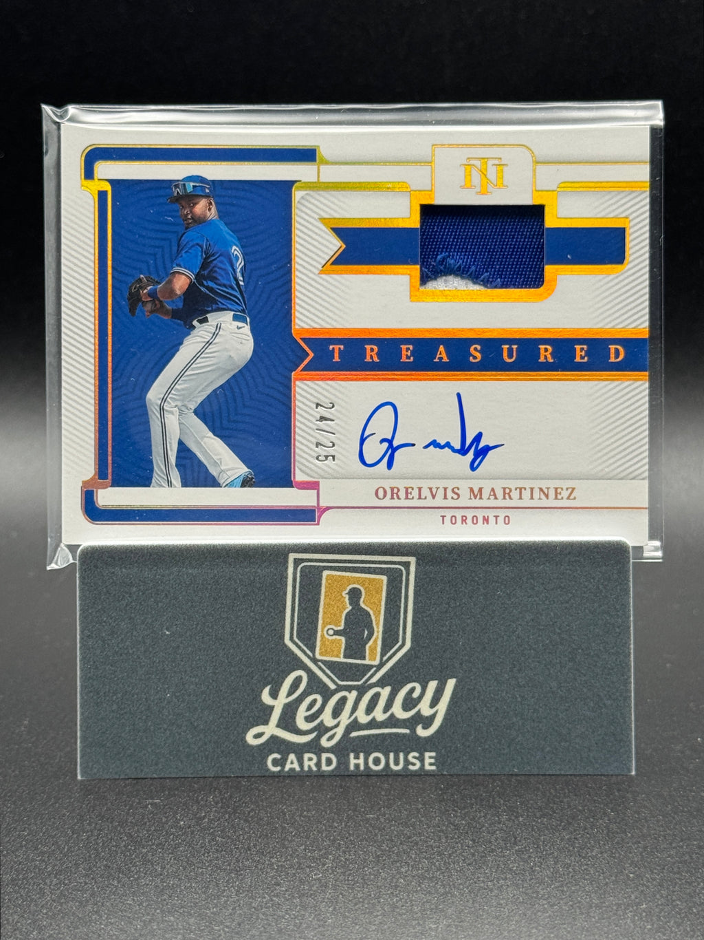 2023 Panini National TreasuresOrelvis Martinez Treasured Mat. Sig Holo Gold #/25