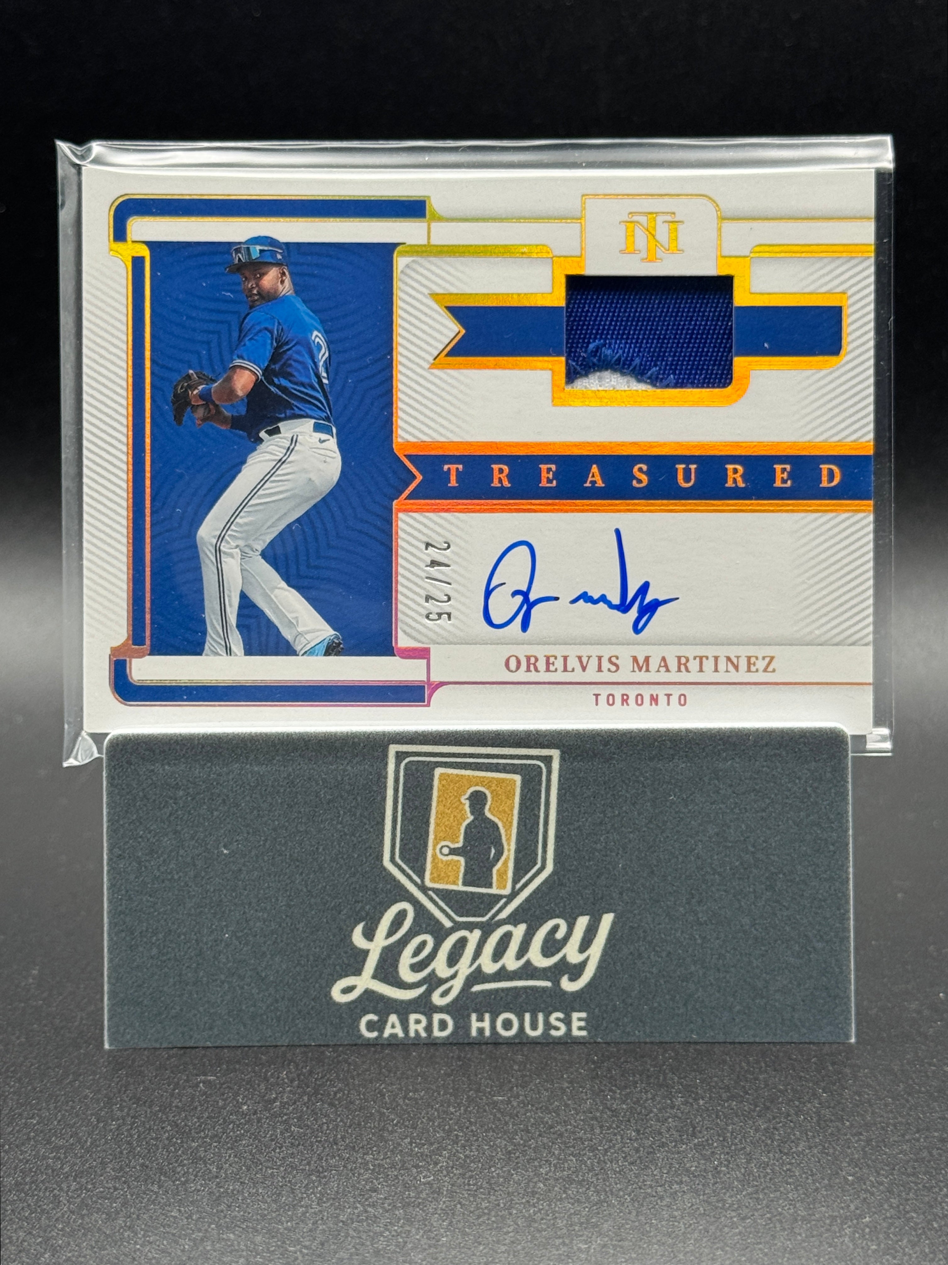 2023 Panini National TreasuresOrelvis Martinez Treasured Mat. Sig Holo Gold #/25