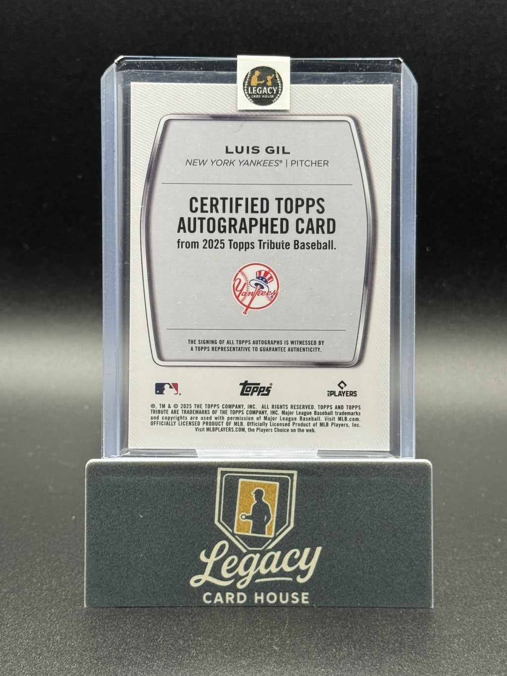 2025 Topps Tribute #TA-GIL Luis Gil Tribute Autographs Gold #/75