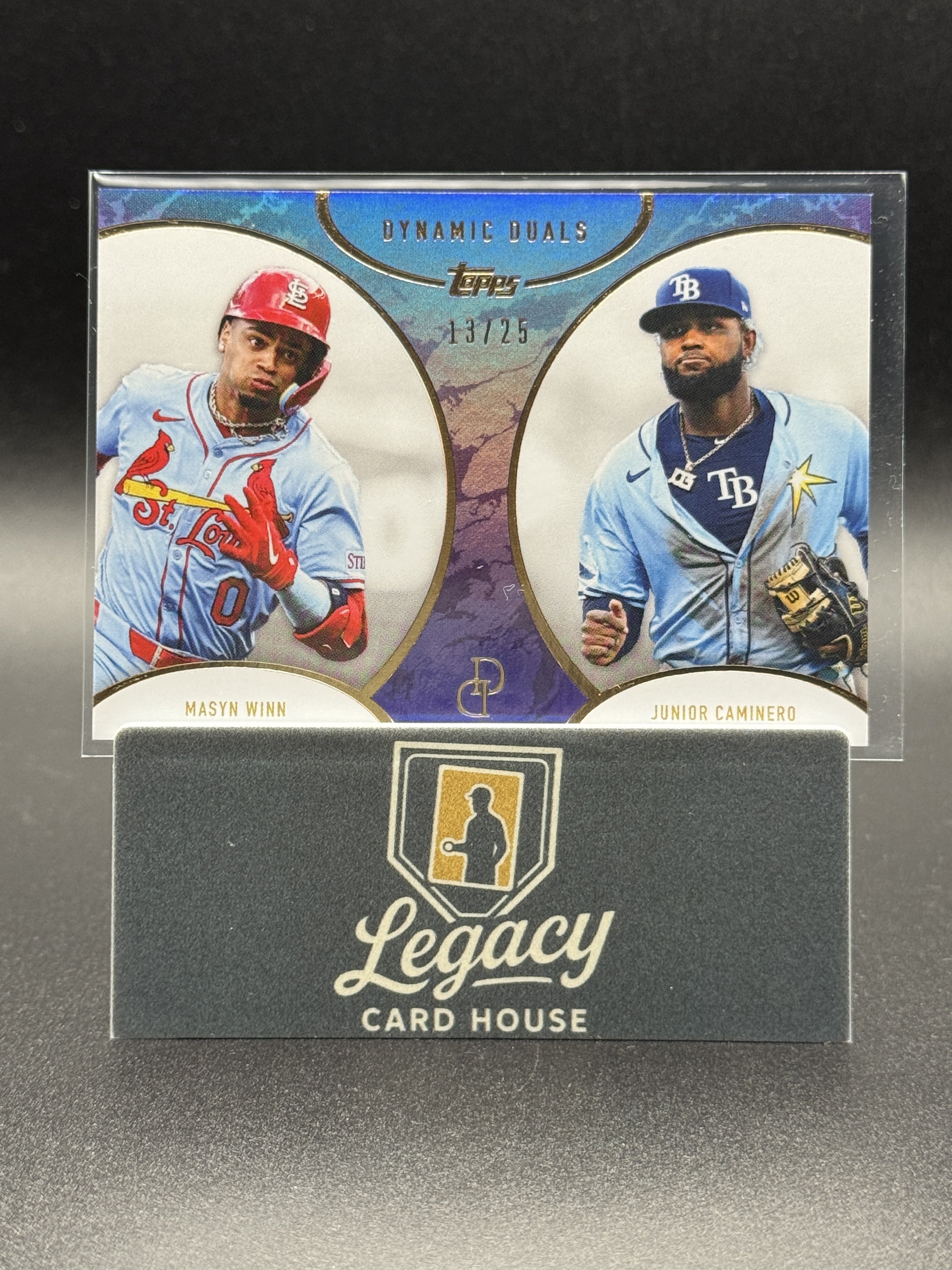 2025 Topps Dynamic Duals #46 Masyn Winn / Junior Caminero SN25 Blue