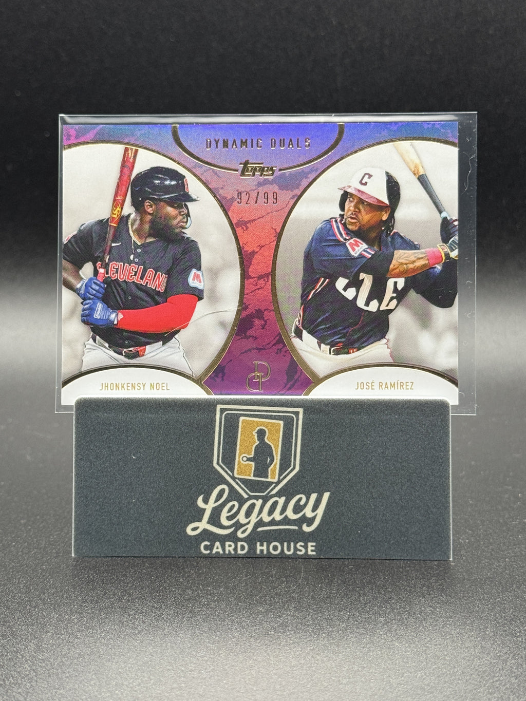 2025 Topps Dynamic Duals #4 Jhonkensy Noel / José Ramírez SN99 Purple