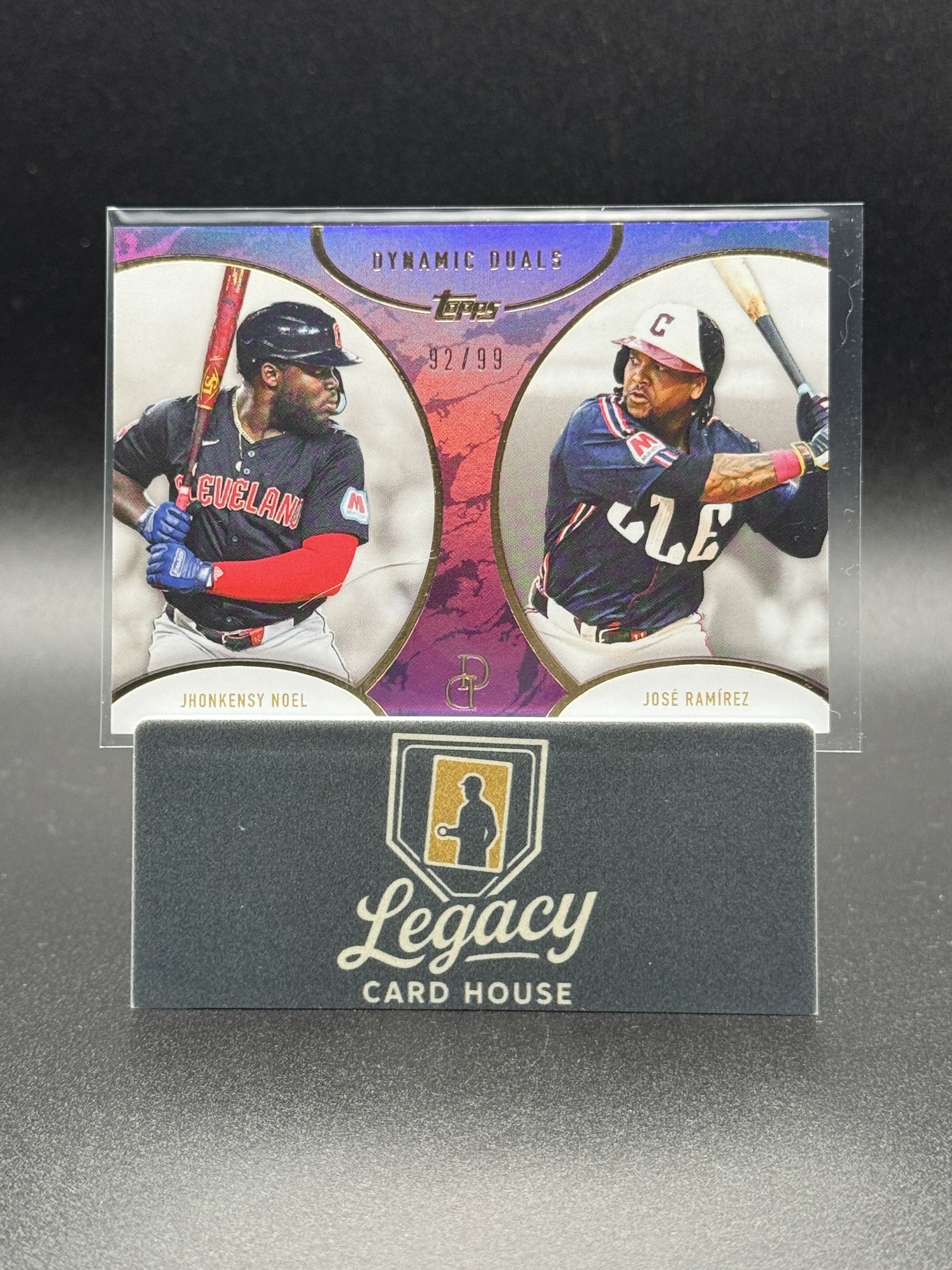 2025 Topps Dynamic Duals #4 Jhonkensy Noel / José Ramírez SN99 Purple