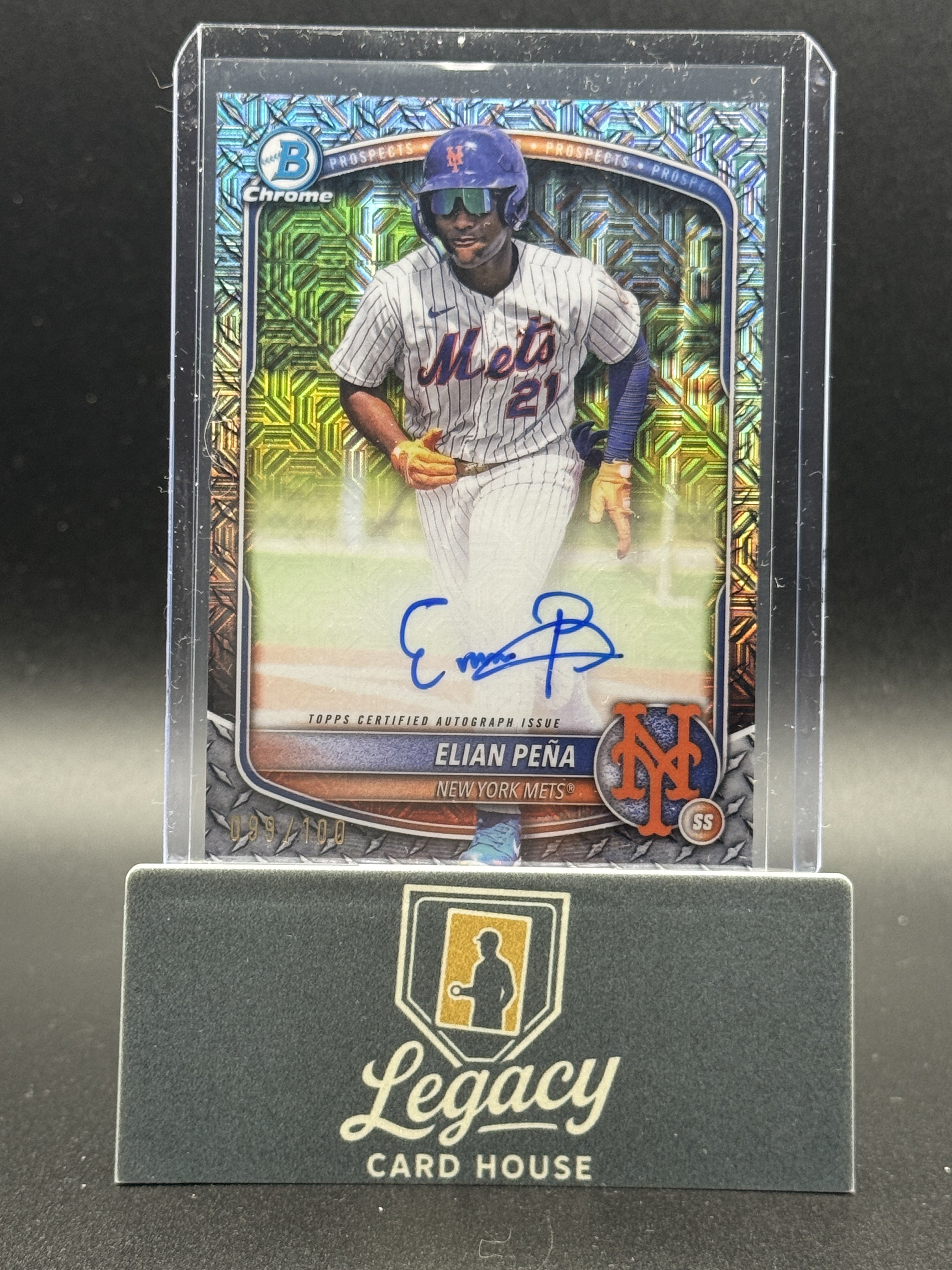 2025 Bowman Chrome #BMA-EP Elian Peña Prospect Auto Steel Metal Mojo #/100