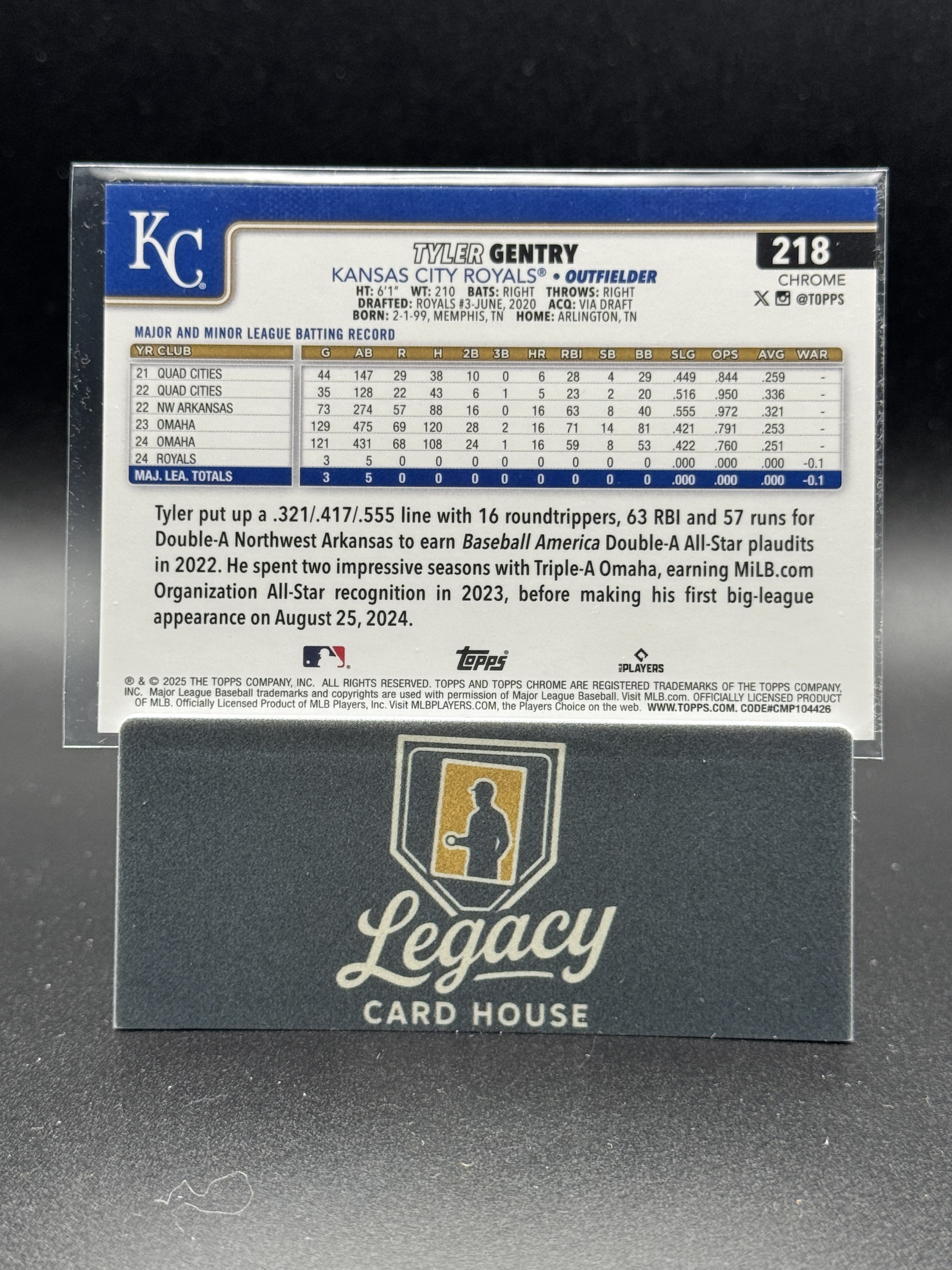 2025 Topps Chrome Logofractor Edition #218 Tyler Gentry Orange Refractors #/25