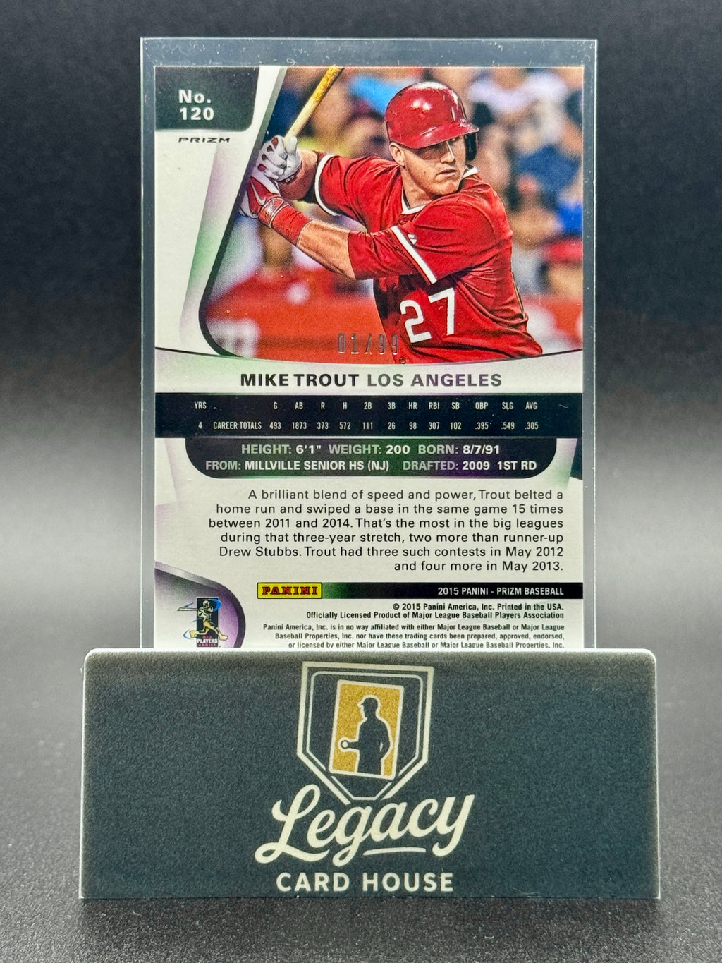 2015 Panini Prizm #120 Mike Trout Red Baseball Prizms