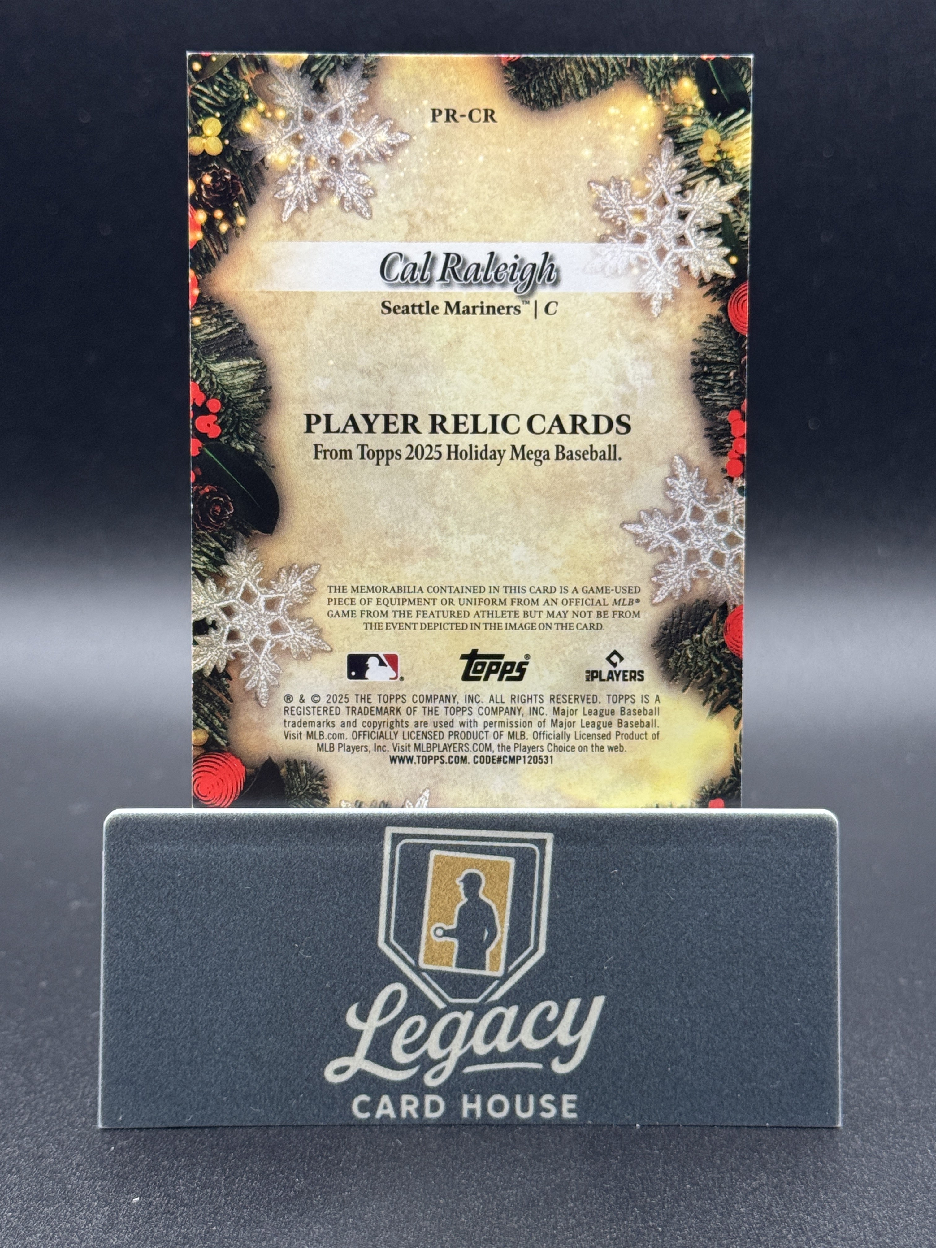 2025 Topps Holiday #PR-CR Cal Raleigh Player Relics