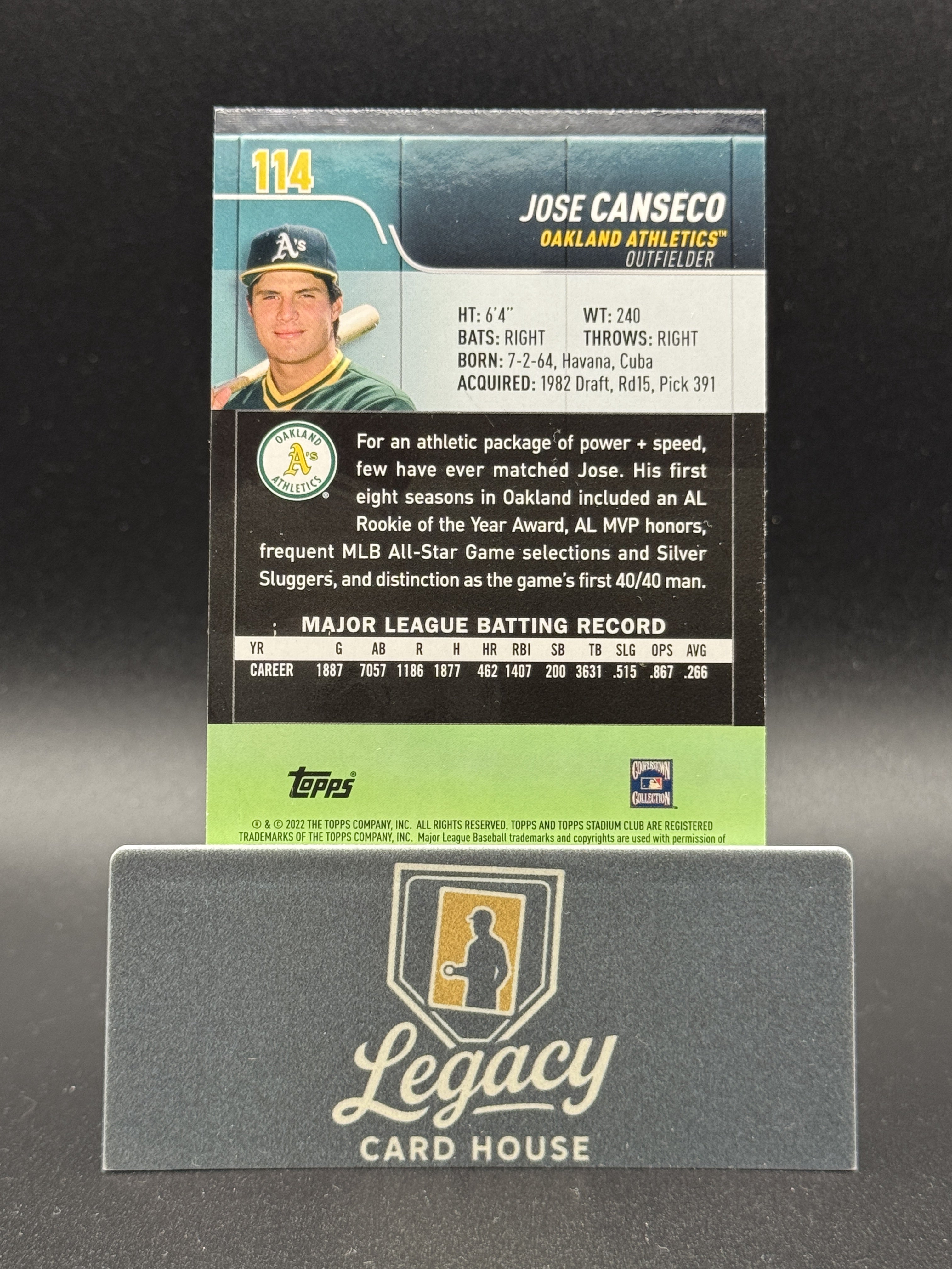 2025 TOPPS Holiday Originals Buyback SSP JOSE CANSECO 2022 Stadium Club