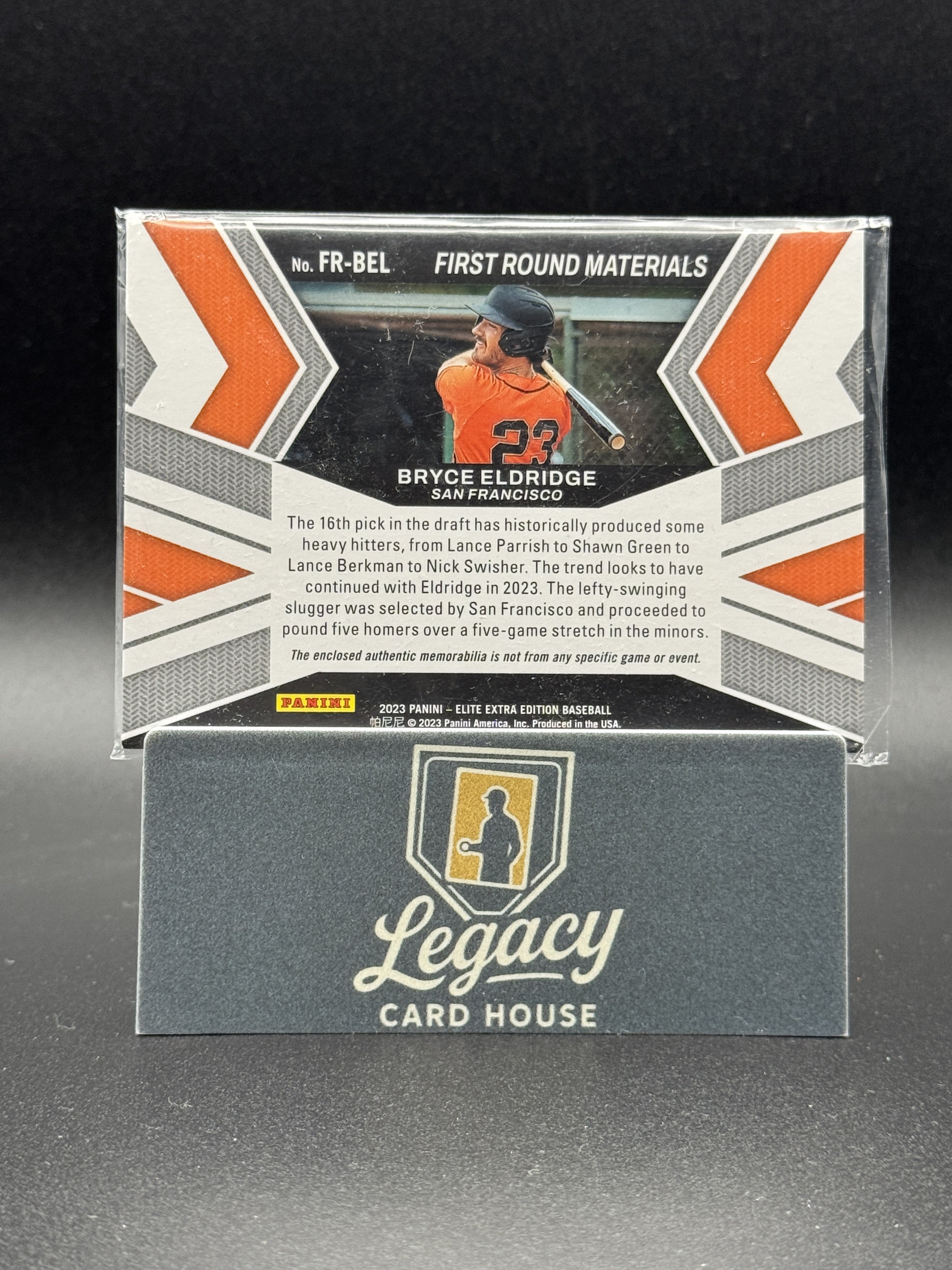 2023 Panini Elite Extra Edition Bryce Eldridge First Round Material Orange #/199