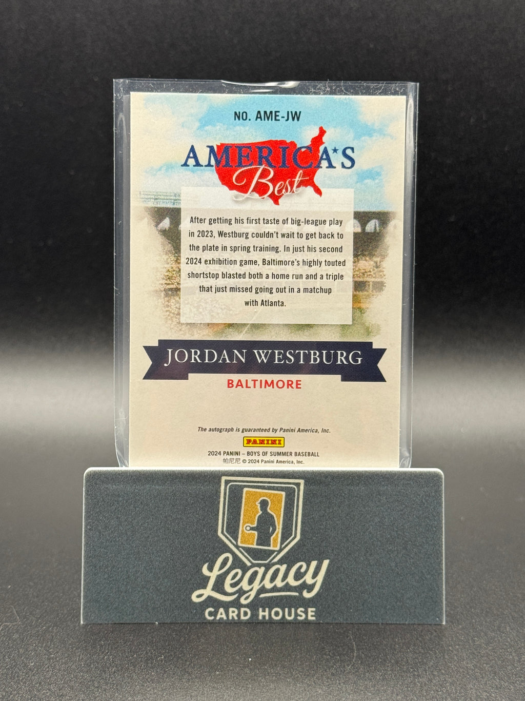 2024 Panini Boys of Summer #AME-JW Jordan Westburg America's Best Sig. Red #/49