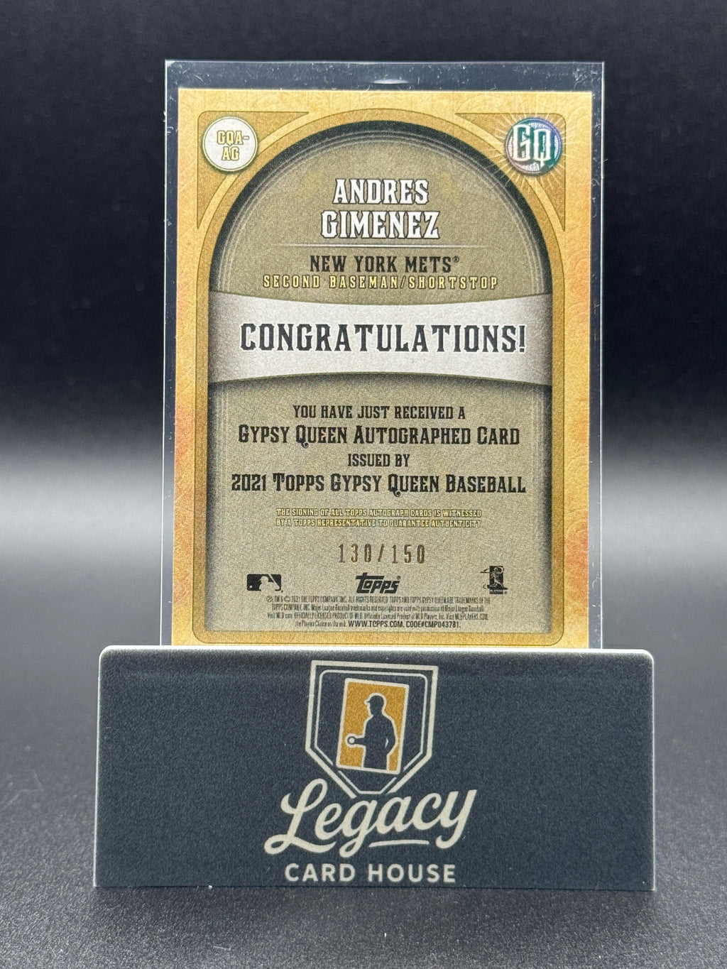 2021 Topps Gypsy Queen #GQA-AG Andres Gimenez Autographs Indigo #/150