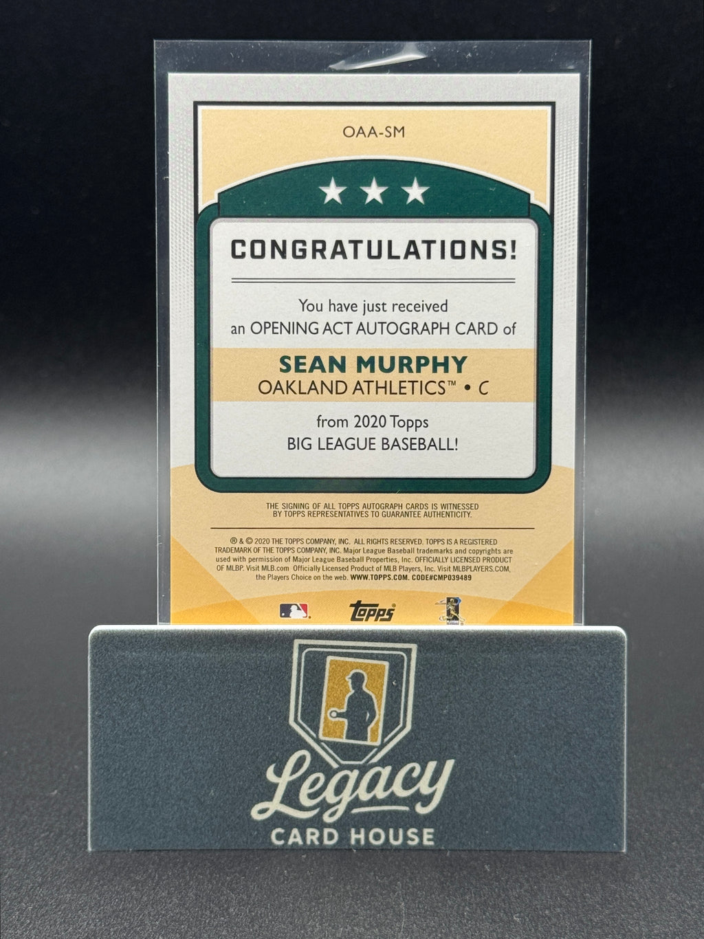 2020 Topps Big League #OAA-SM Sean Murphy Opening Act Autographs Orange #/99