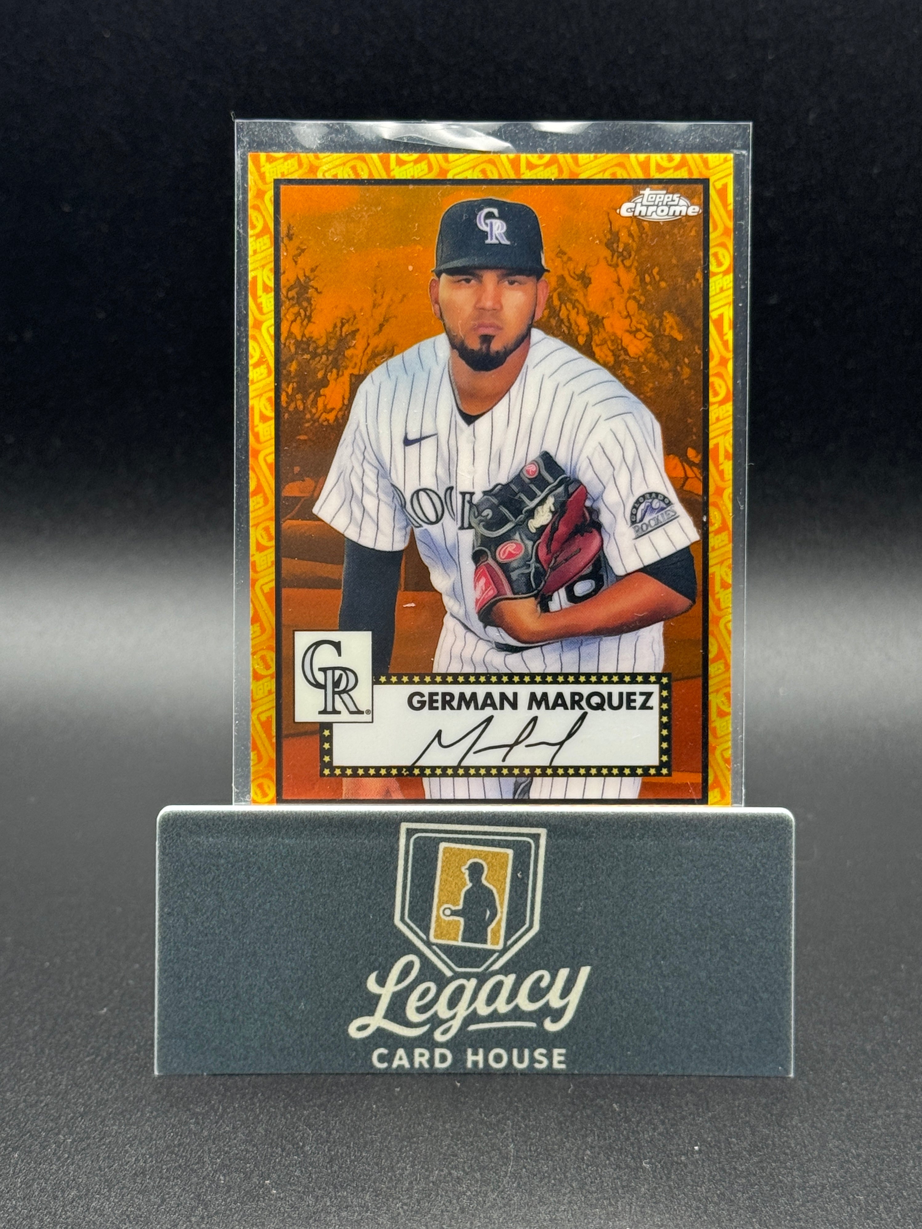 2021 Topps Chrome Platinum German Marquez Orange/Yellow 70th Anniv. Refr. #/25