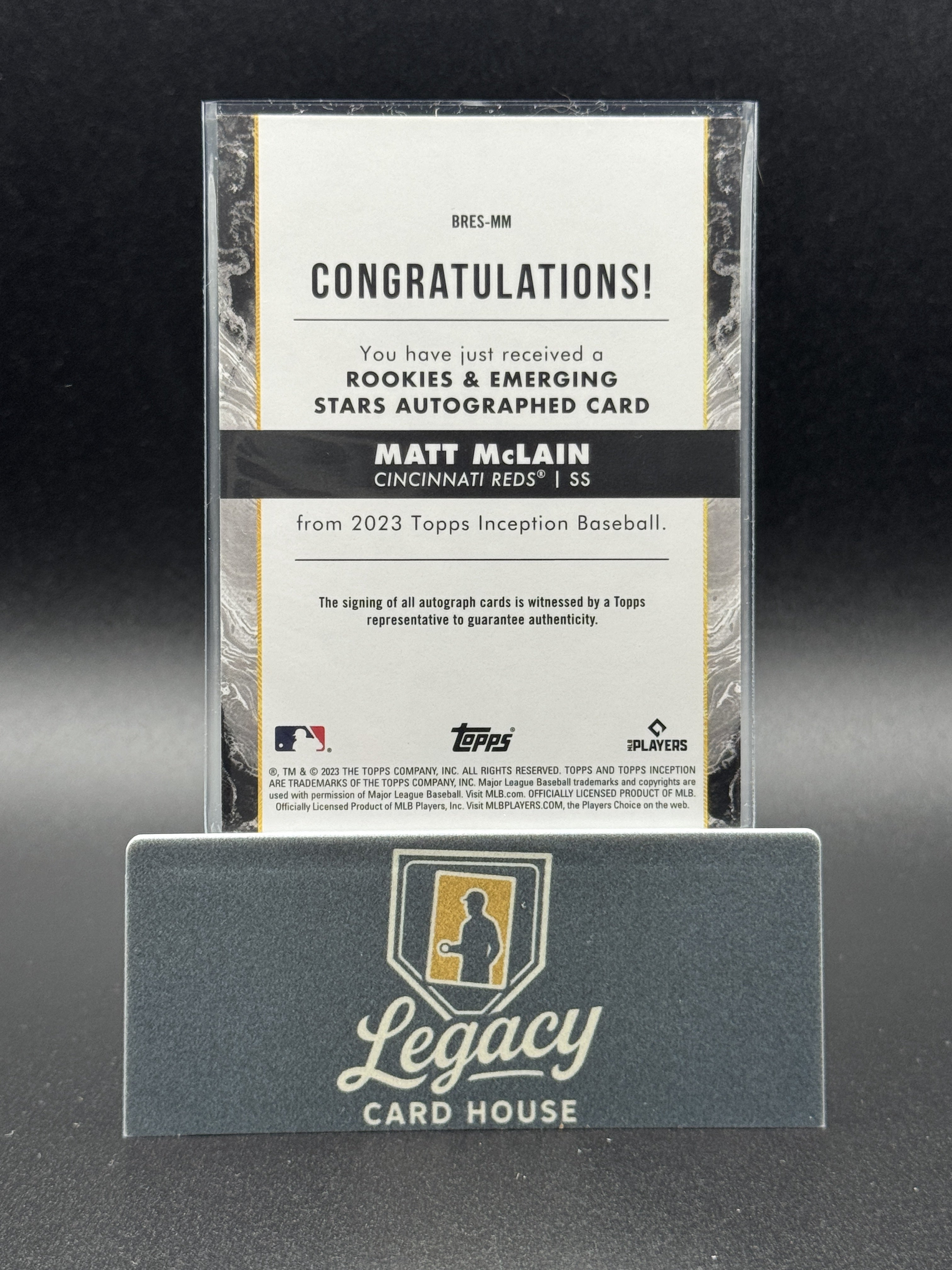 2023 Topps Inception #BRES-MM Matt McLain Rookie & Emerging Stars Auto /#149