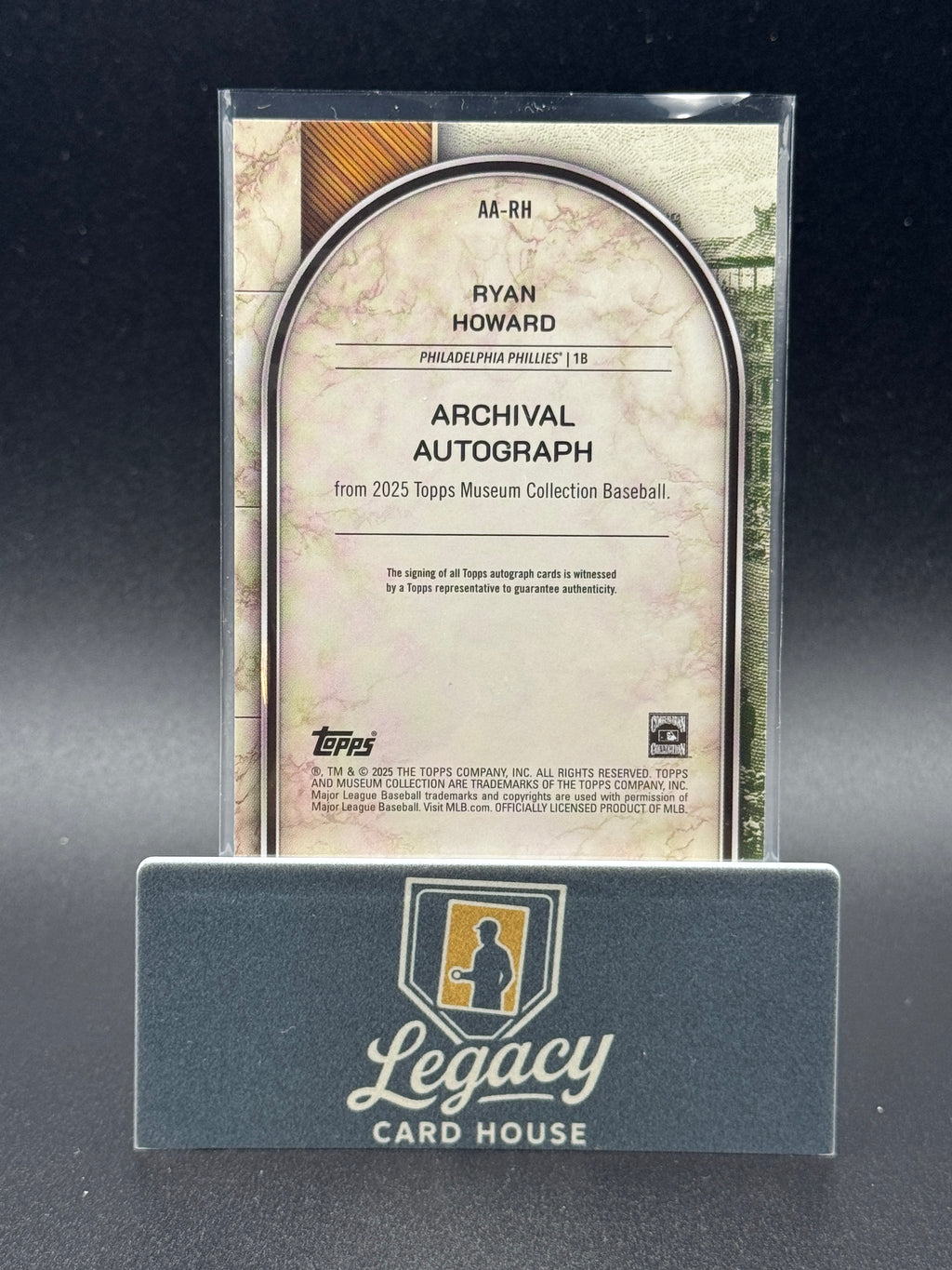 2025 Topps Museum Collection Ryan Howard Archival Auto Gold /99