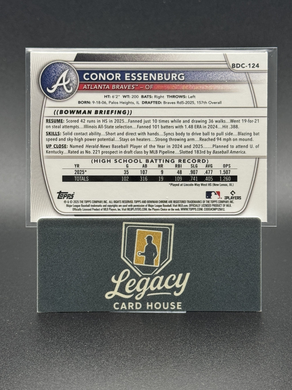 2025 Bowman Draft #BDC-124 Conor Essenburg Chrome Green Reptilian Refractor #/99