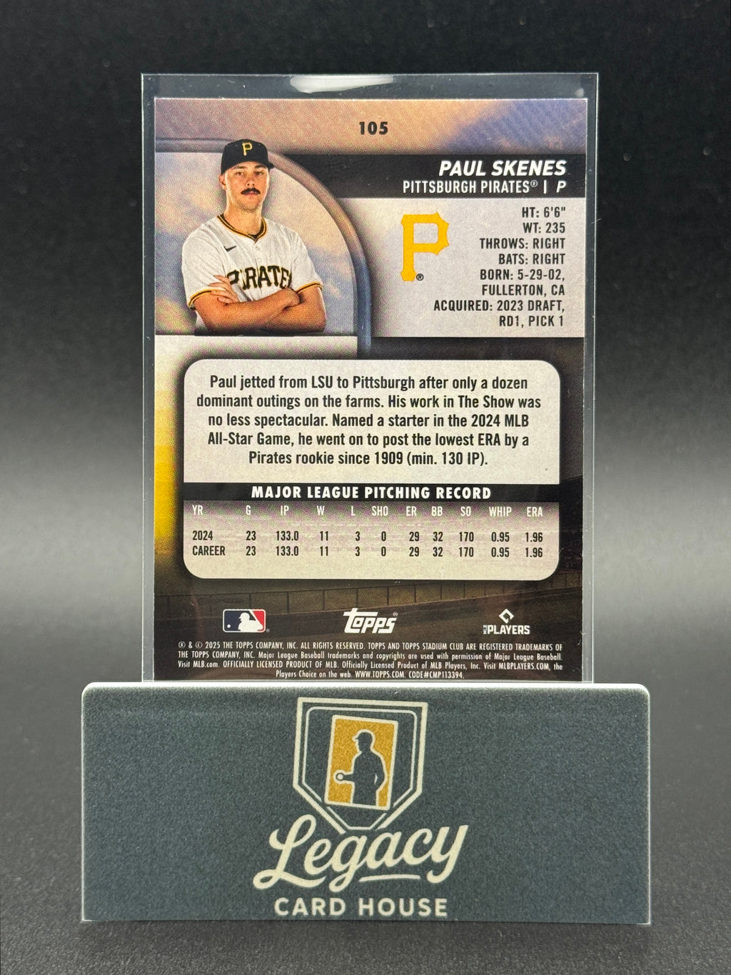 2025 Stadium Club #105 Paul Skenes Bronze Foil
