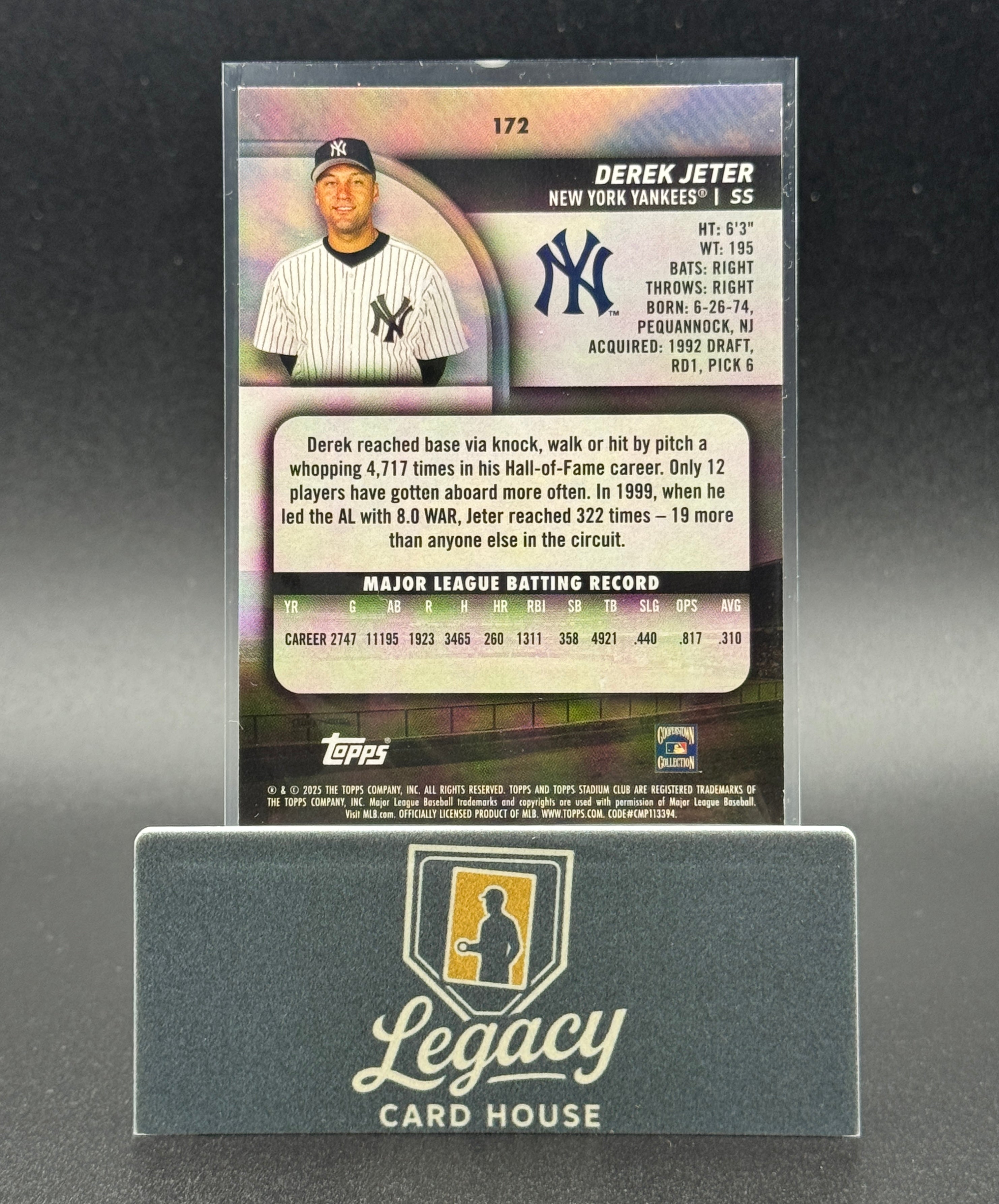 2025 Stadium Club #172 Derek Jeter Bronze Foil