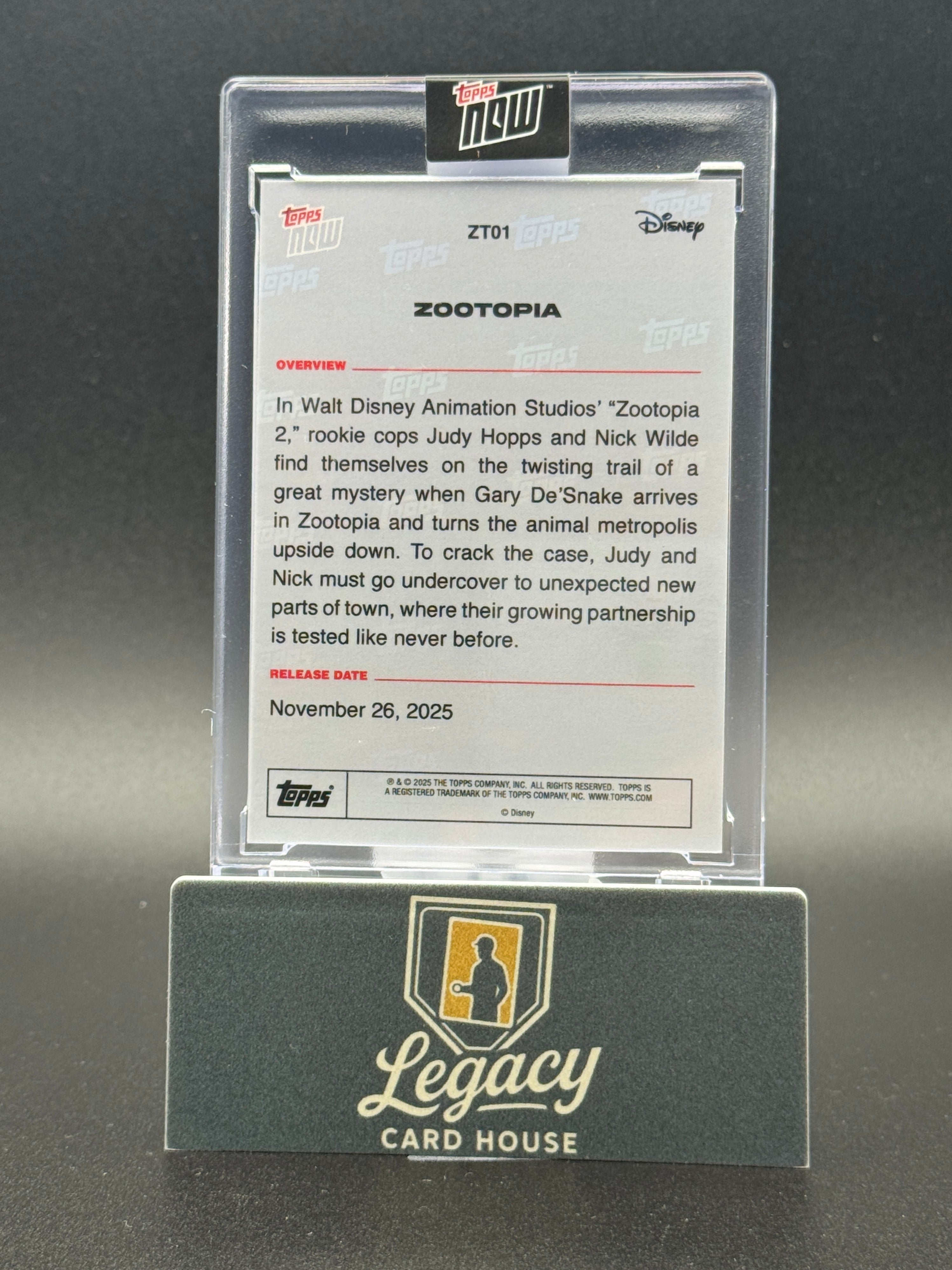 2025 Topps Now Disney #ZT01 Zootopia