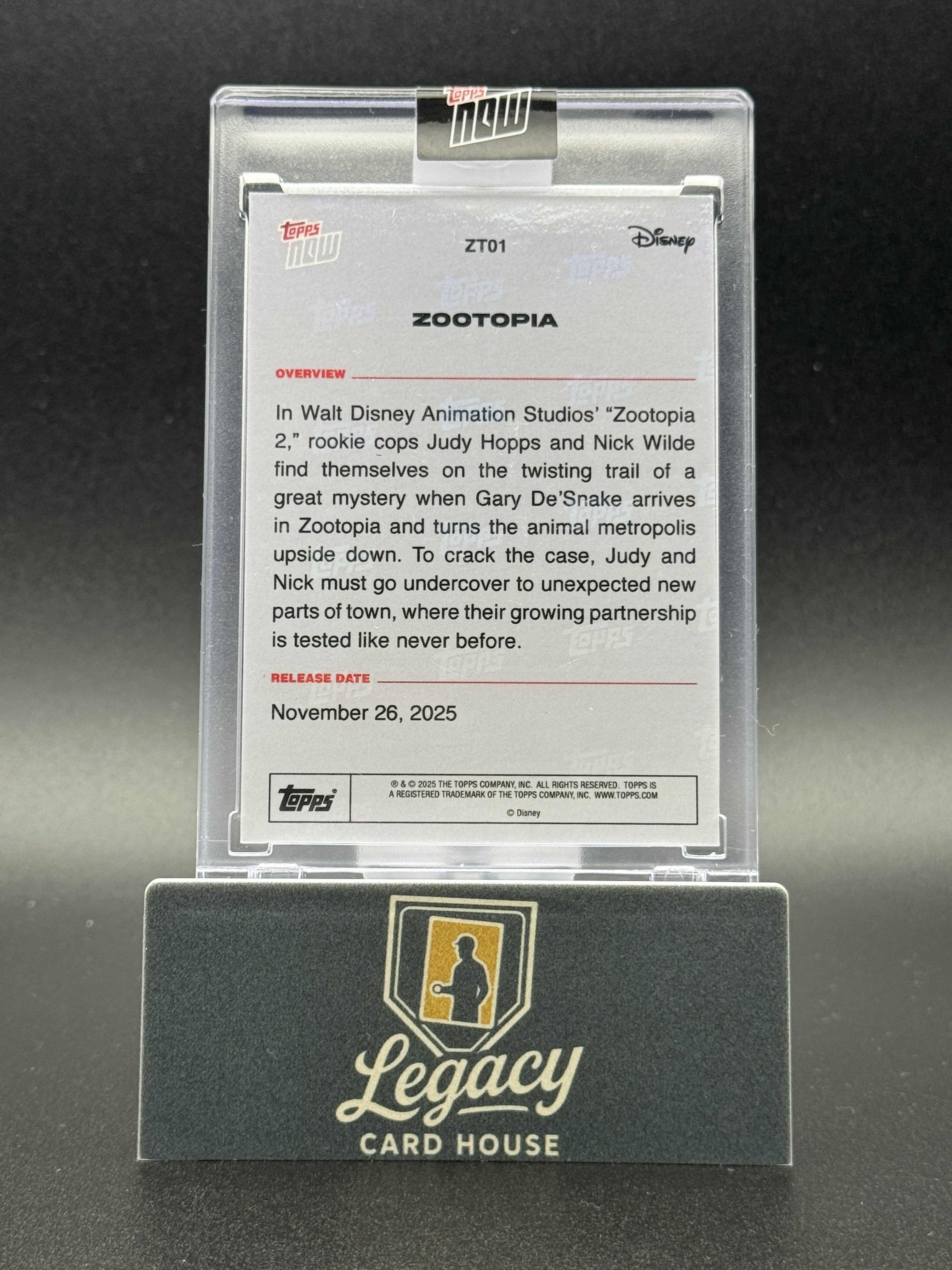 2025 Topps Now Disney #ZT01 Zootopia Gold Foil