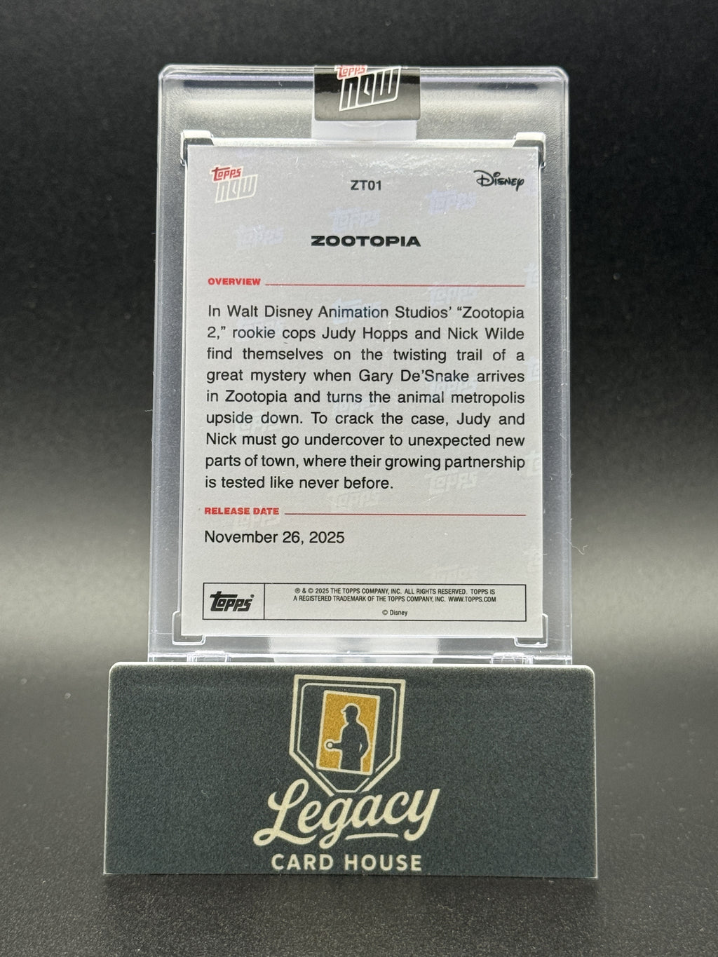 2025 Topps Now Disney #ZT01 Zootopia Gold Foil