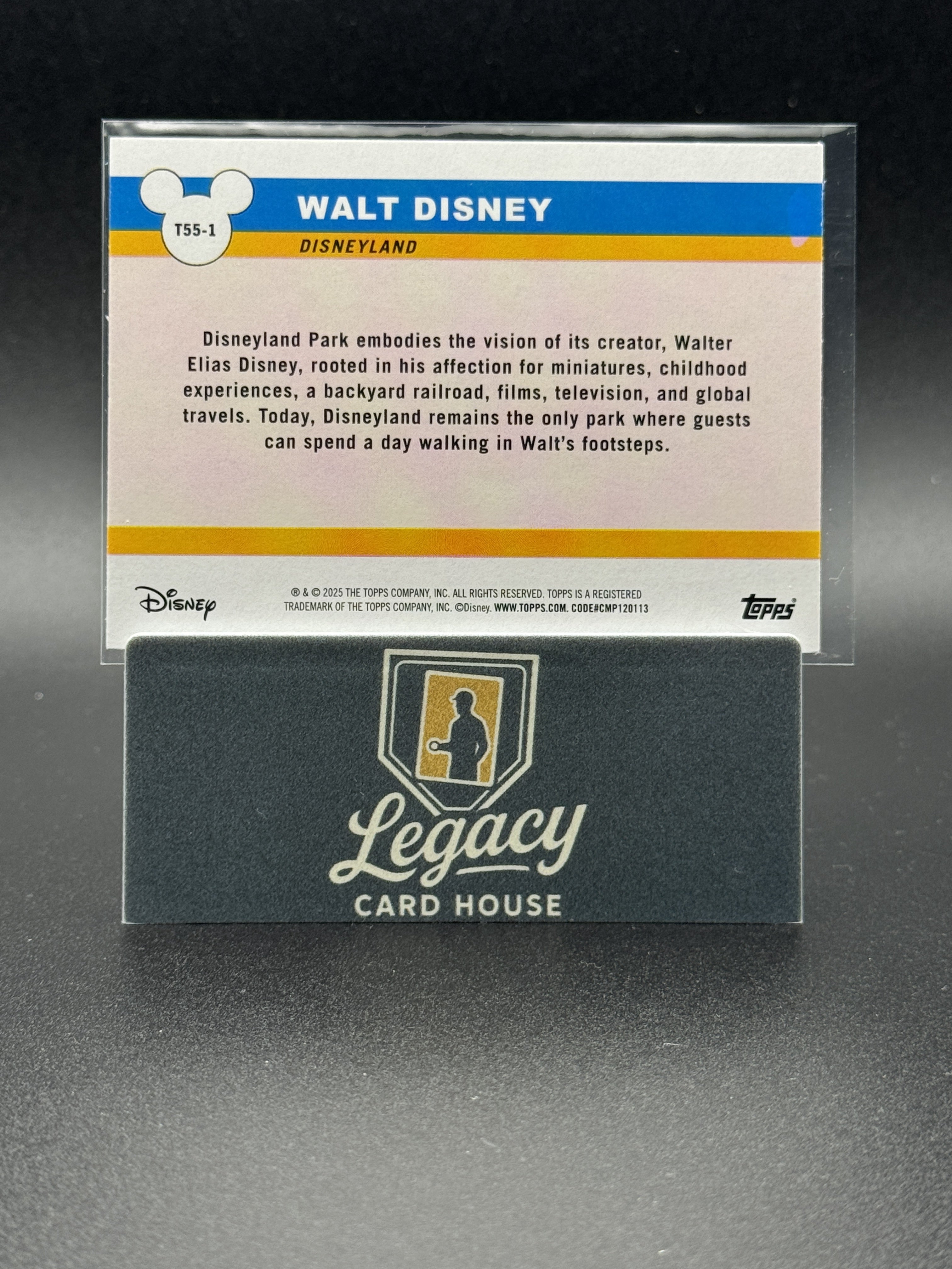 2025 Topps Disneyland 70th Anniversary #T55-1 Walt Disney Disneyland Icons