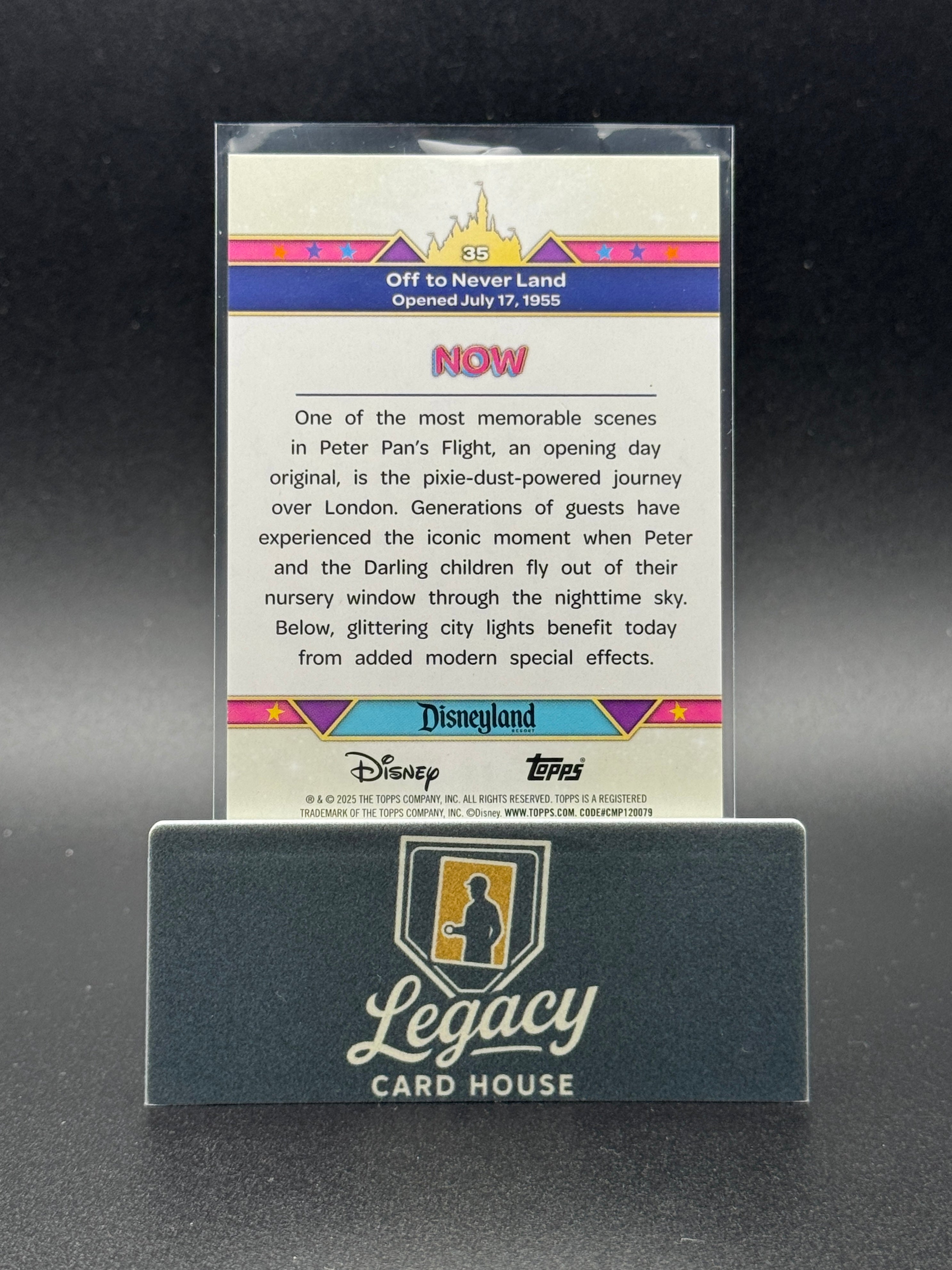 2025 Topps Disneyland 70th Anniversary #35 Off to Never Land Gold Foil #/55