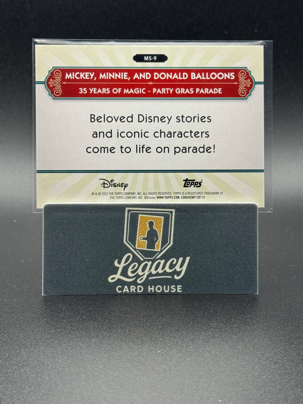 2025 Topps Disneyland 70th #MS-9 Mickey Minnie Donald Balloons Gold Foil #/55