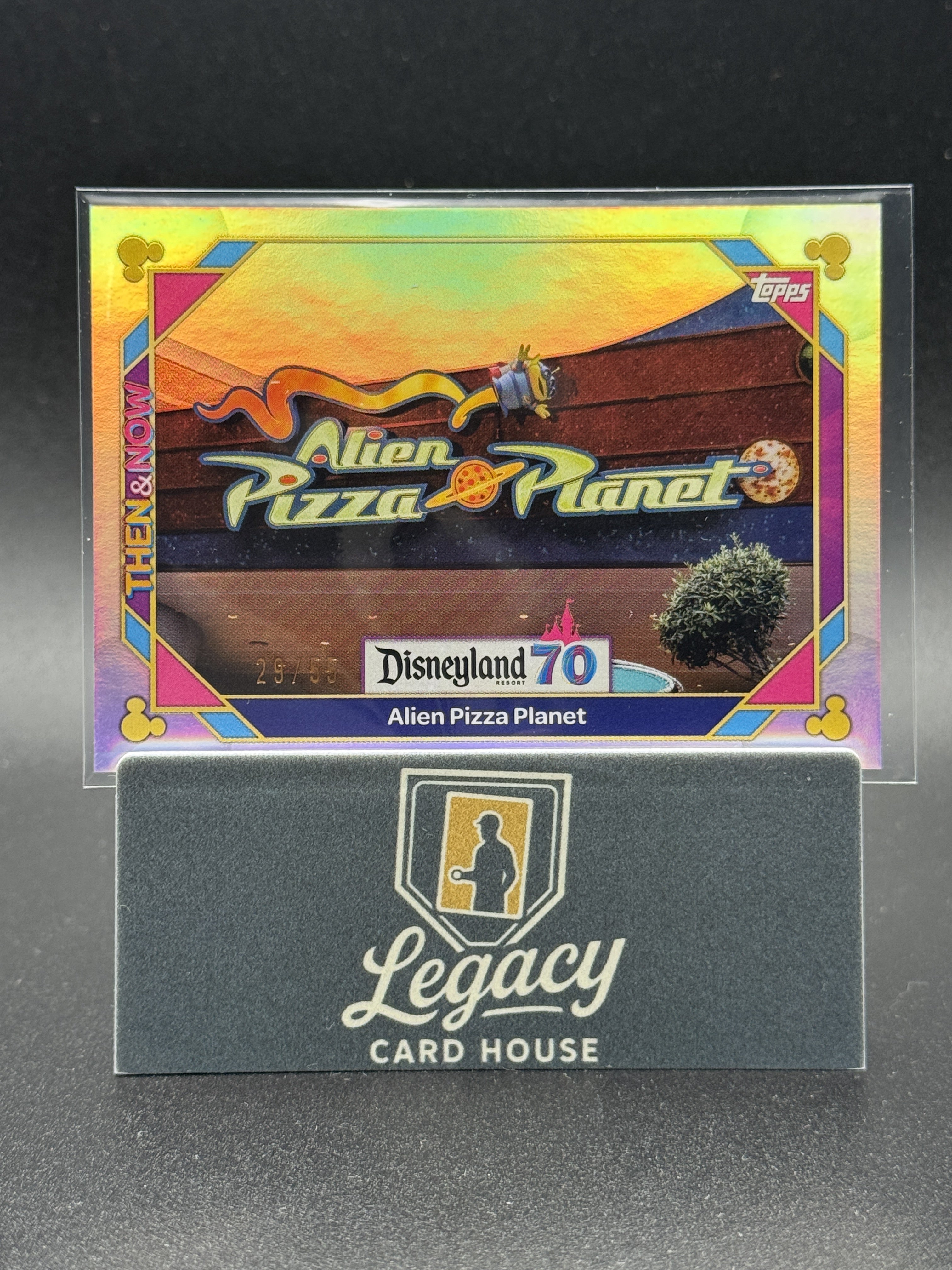 2025 Topps Disneyland 70th Anniversary #56 Alien Pizza Planet Gold Foil #/55