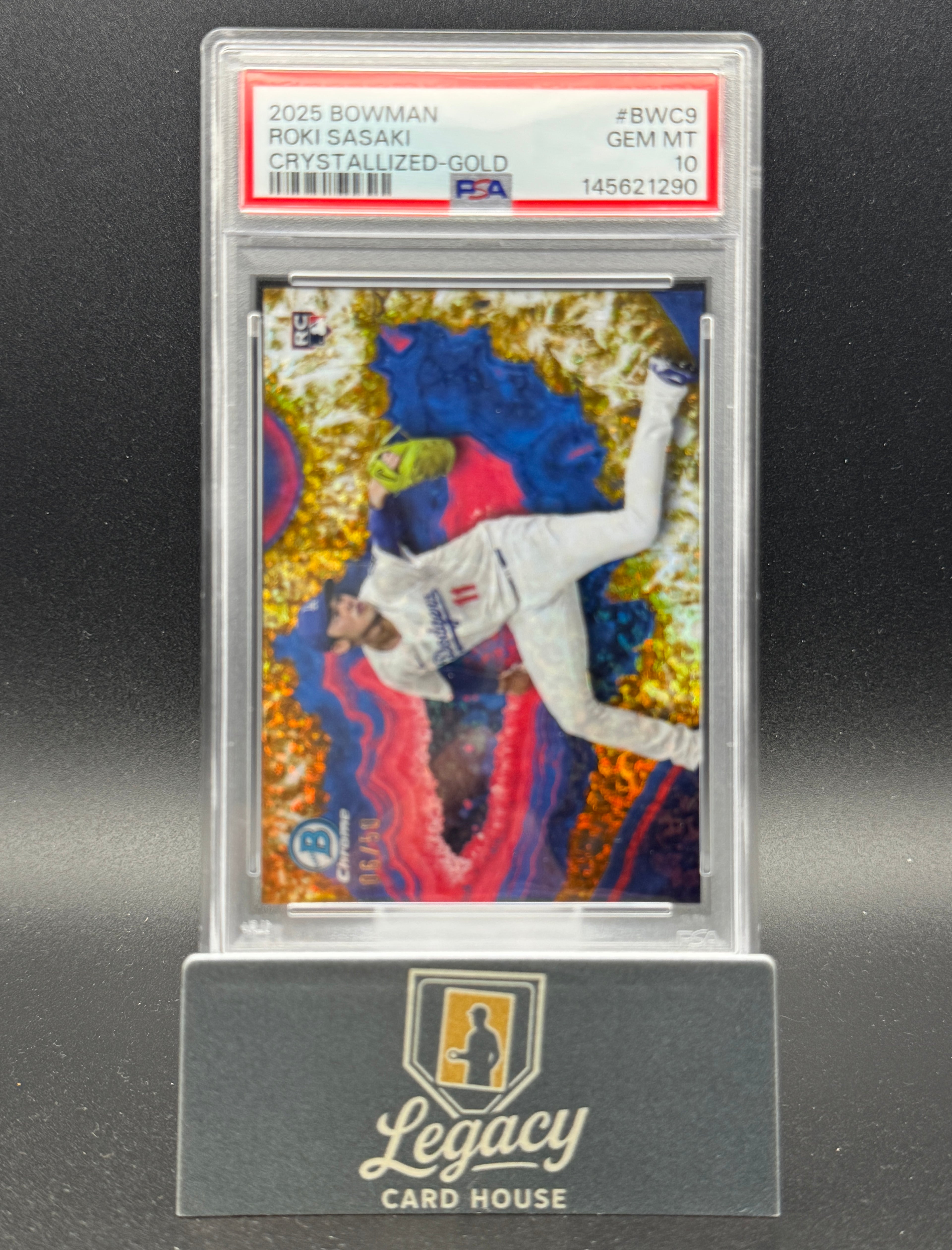 2025 Bowman #BWC-9 Roki Sasaki Crystalized Gold Refractor PSA 10 #/50