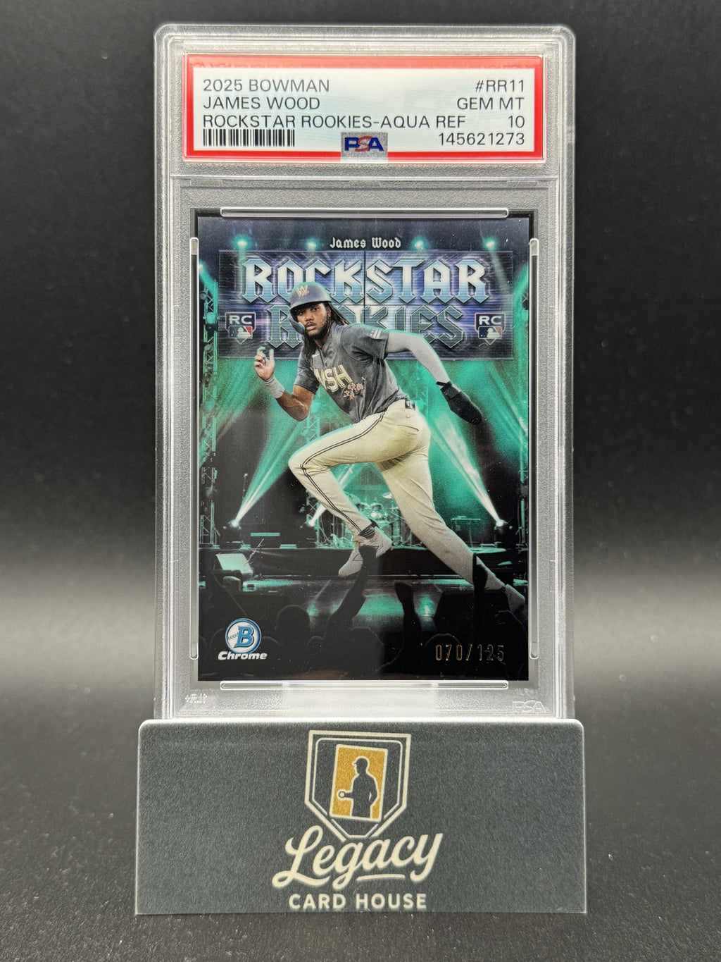 2025 Bowman #RR-11 James Wood Rockstar Rookies Aqua Refractor PSA 10 #/125