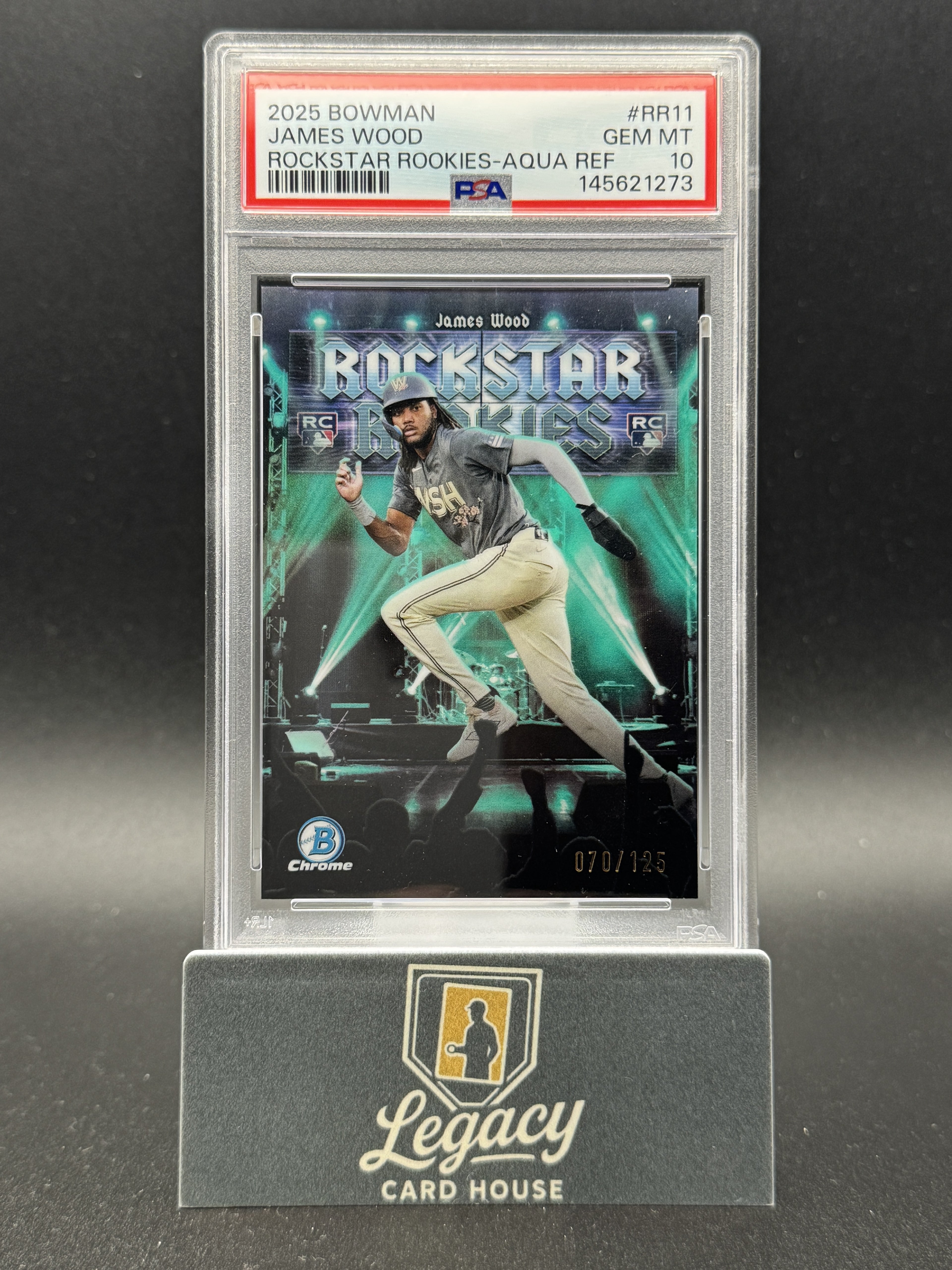 2025 Bowman #RR-11 James Wood Rockstar Rookies Aqua Refractor PSA 10 #/125
