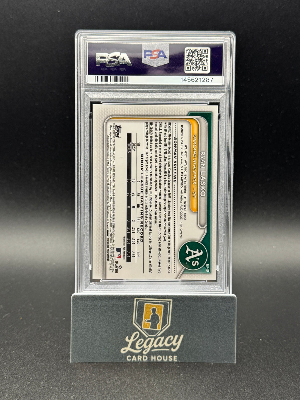 2024 Bowman Sapphire Edition #BCP-105 Ryan Lasko Black PSA 9 #/10