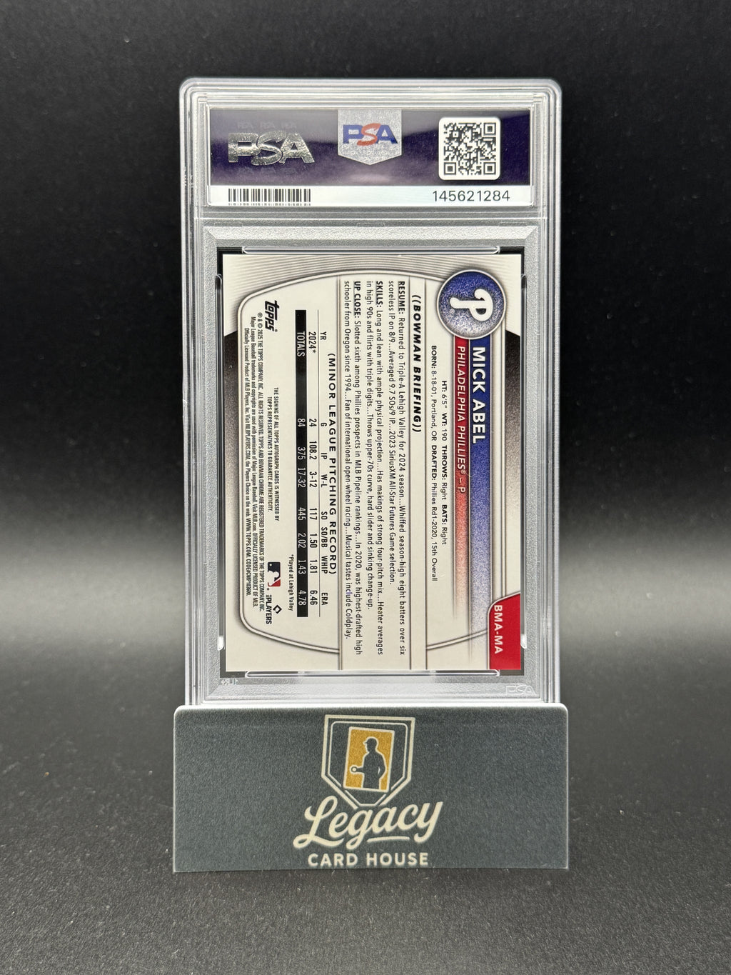 2025 Bowman Mick Abel Chrome Prospect Autographs Mojo Gold Refractor #/50