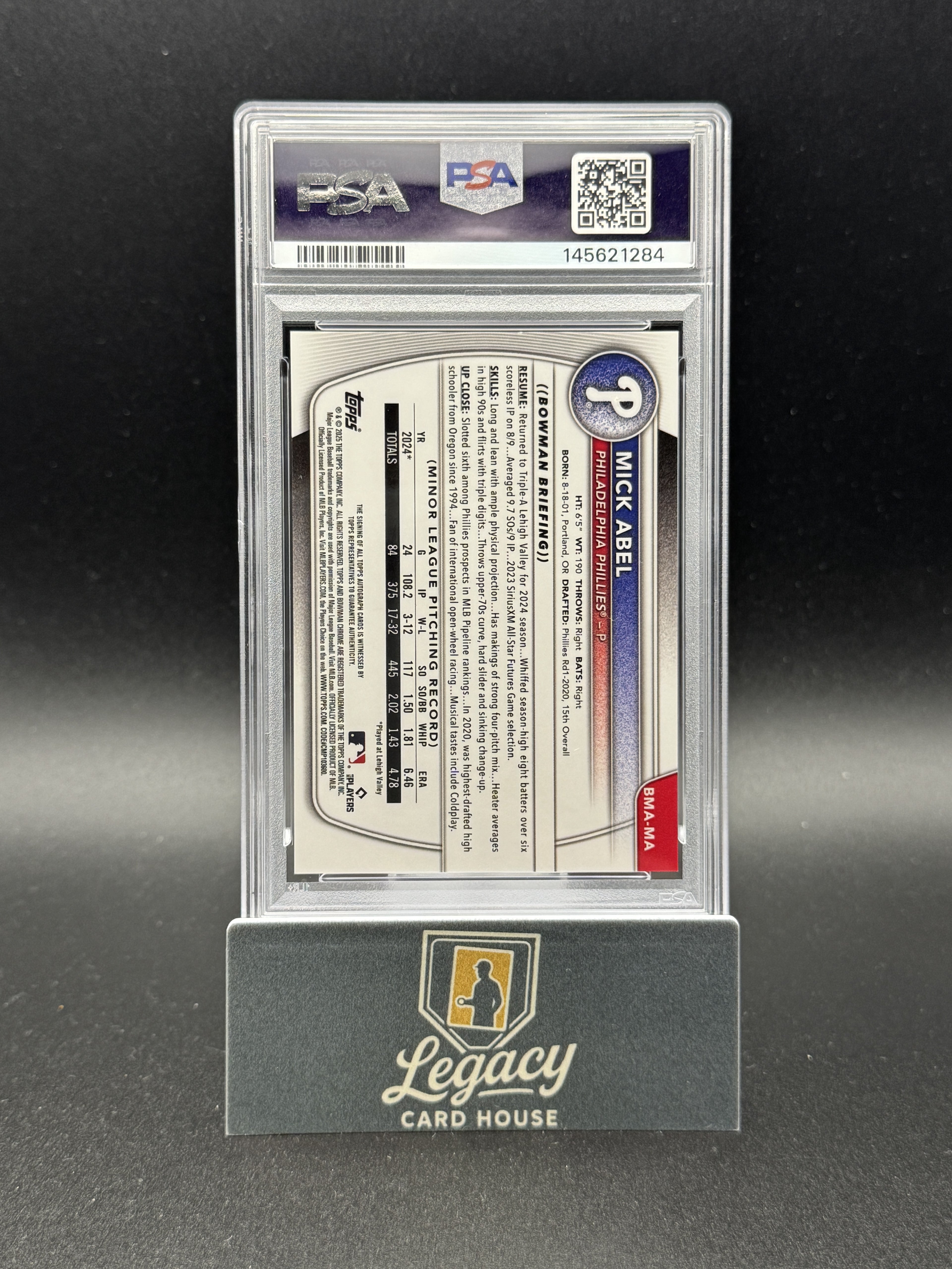 2025 Bowman Mick Abel Chrome Prospect Autographs Mojo Gold Refractor #/50