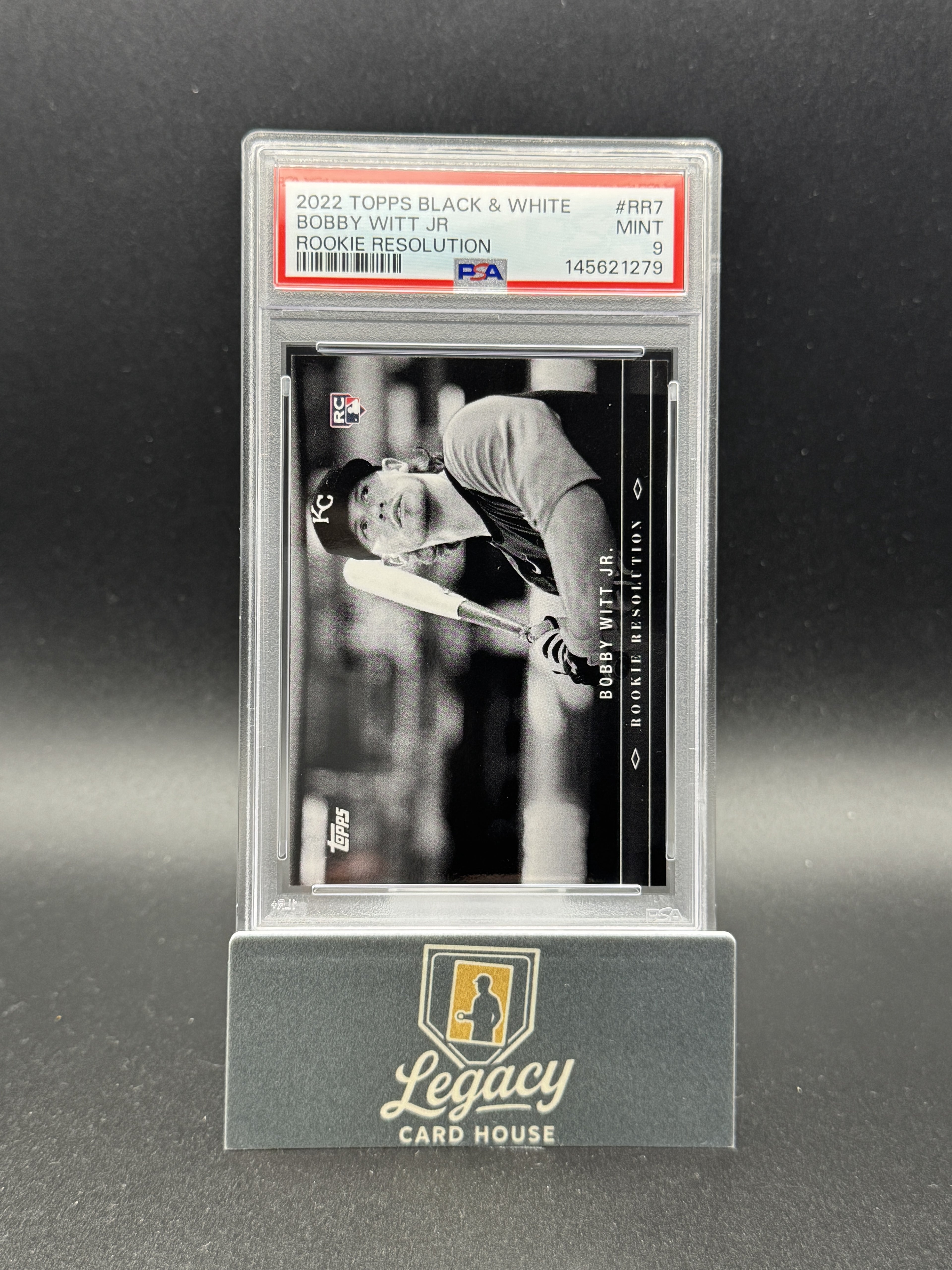 2022 Topps Black & White #RR-7 Bobby Witt Jr. Rookie Resolution PSA 9