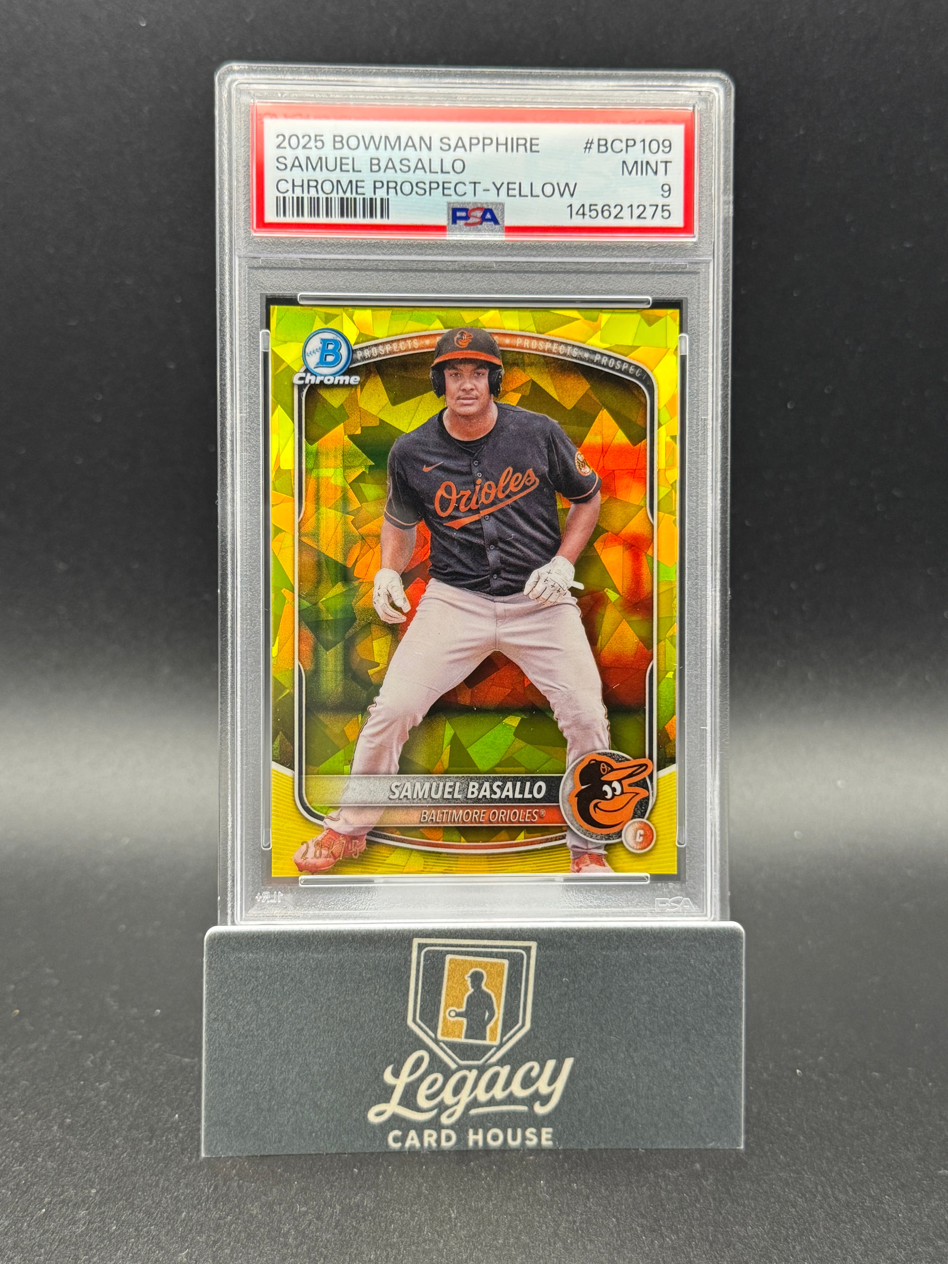 2025 Bowman Sapphire Edition #BCP-109 Samuel Basallo Yellow PSA 9 #/75