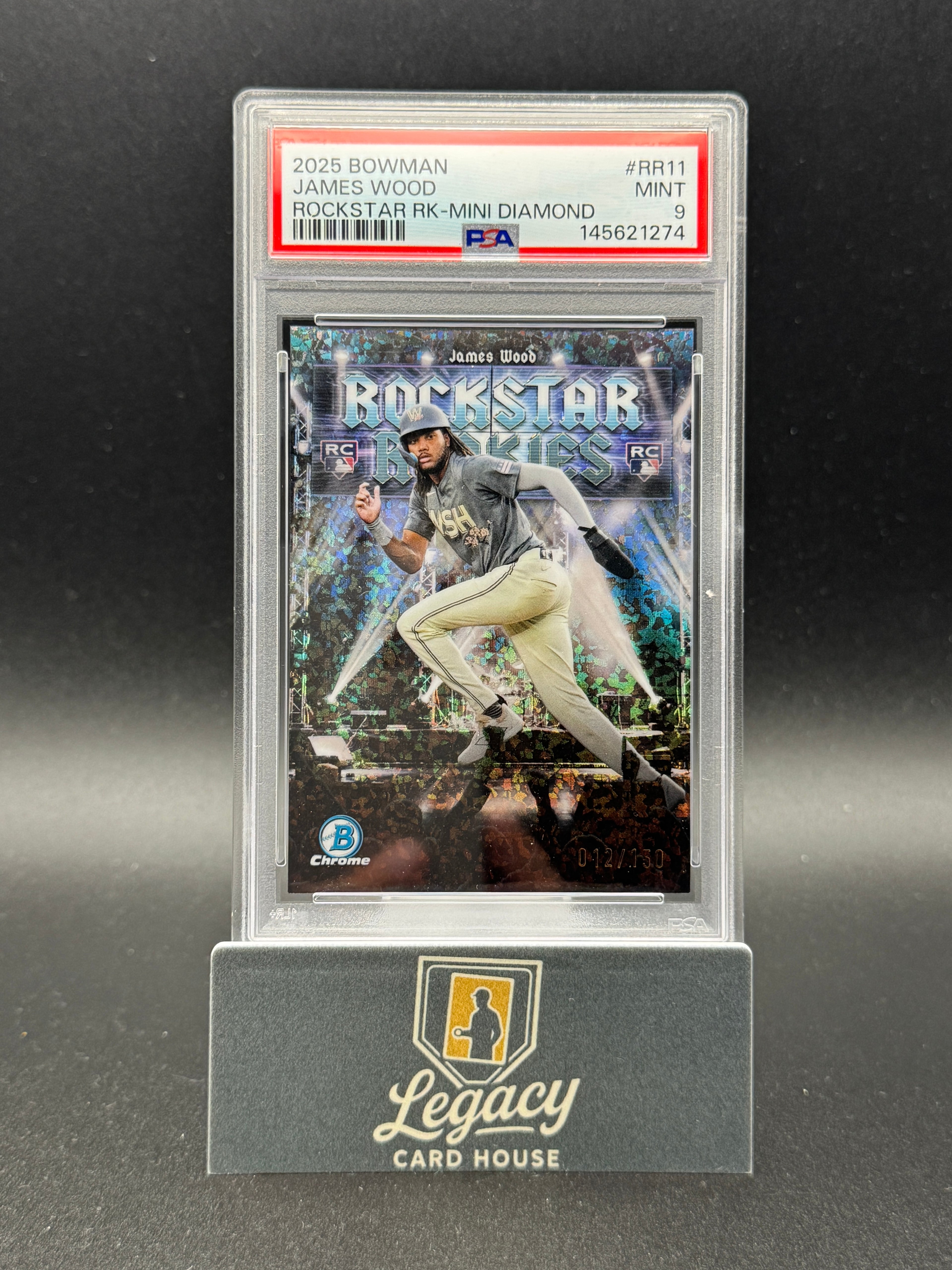 2025 Bowman James Wood Rockstar Rookies Mini Diam. Refr. PSA 9 #/150