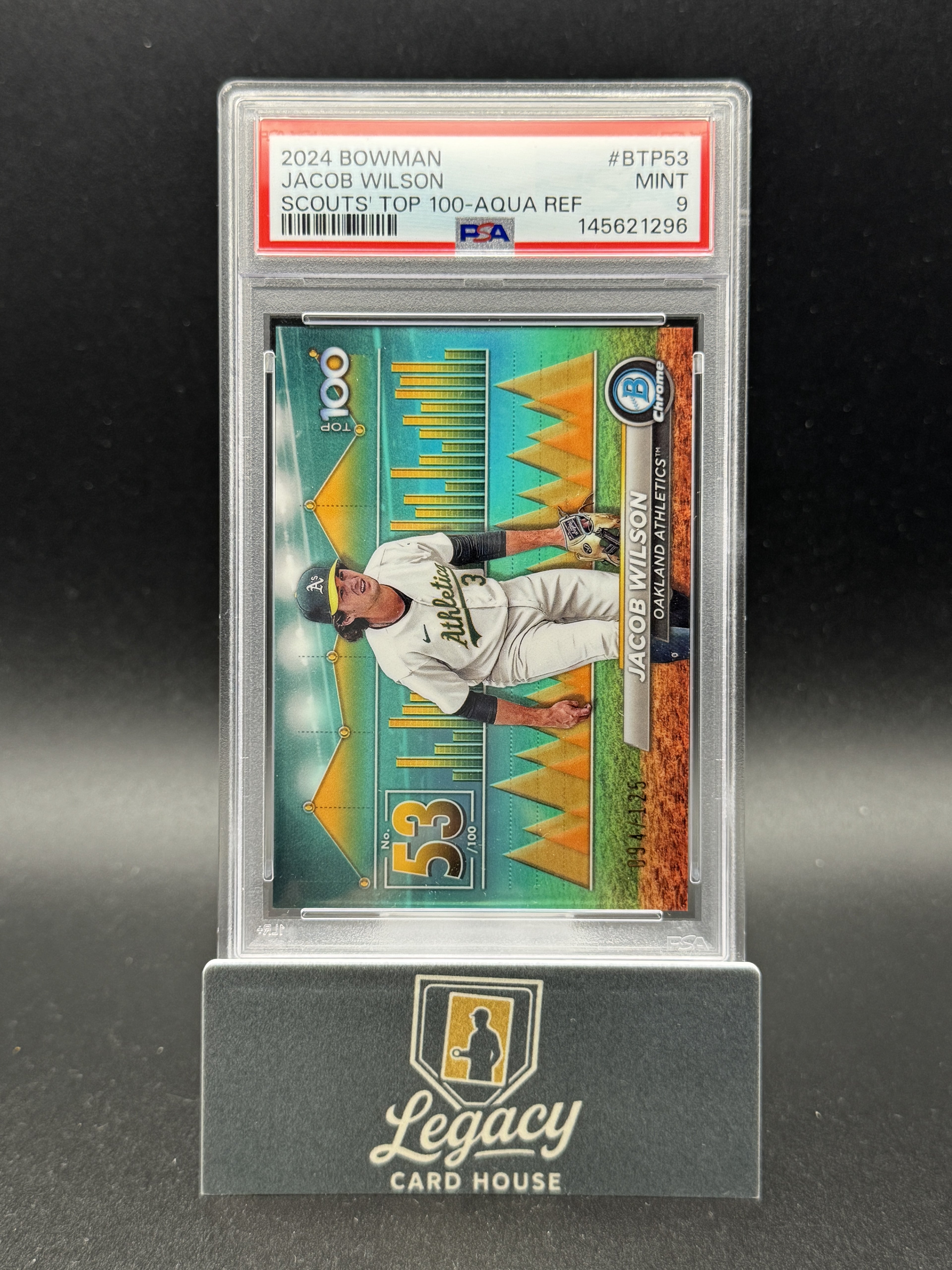 2024 Bowman Jacob Wilson Bowman Scouts' Top 100 Aqua Refr. PSA 9 #/125