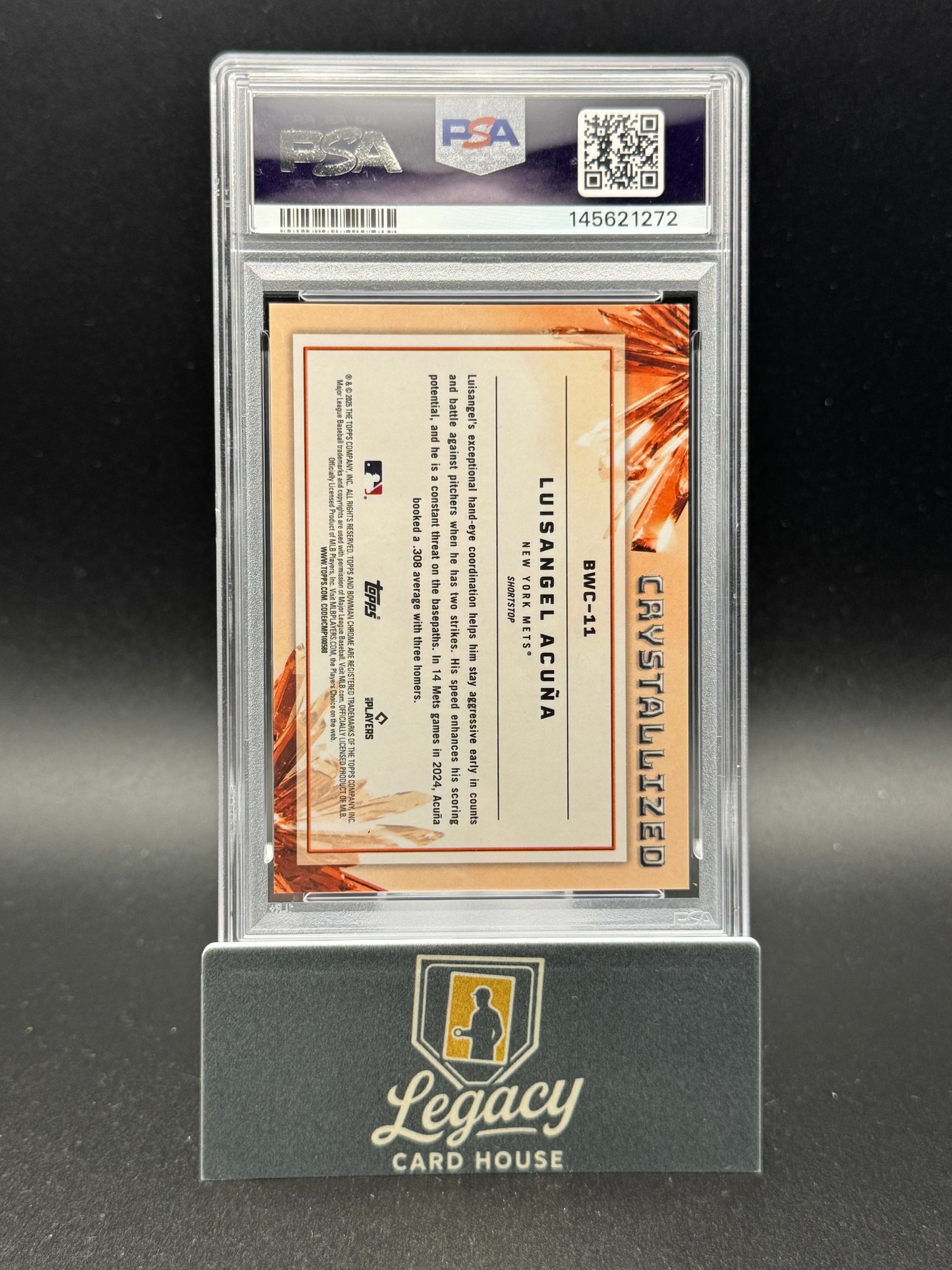 2025 Bowman #BWC-11 Luisangel Acuña Crystalized Gold Refractor PSA 9 #/50
