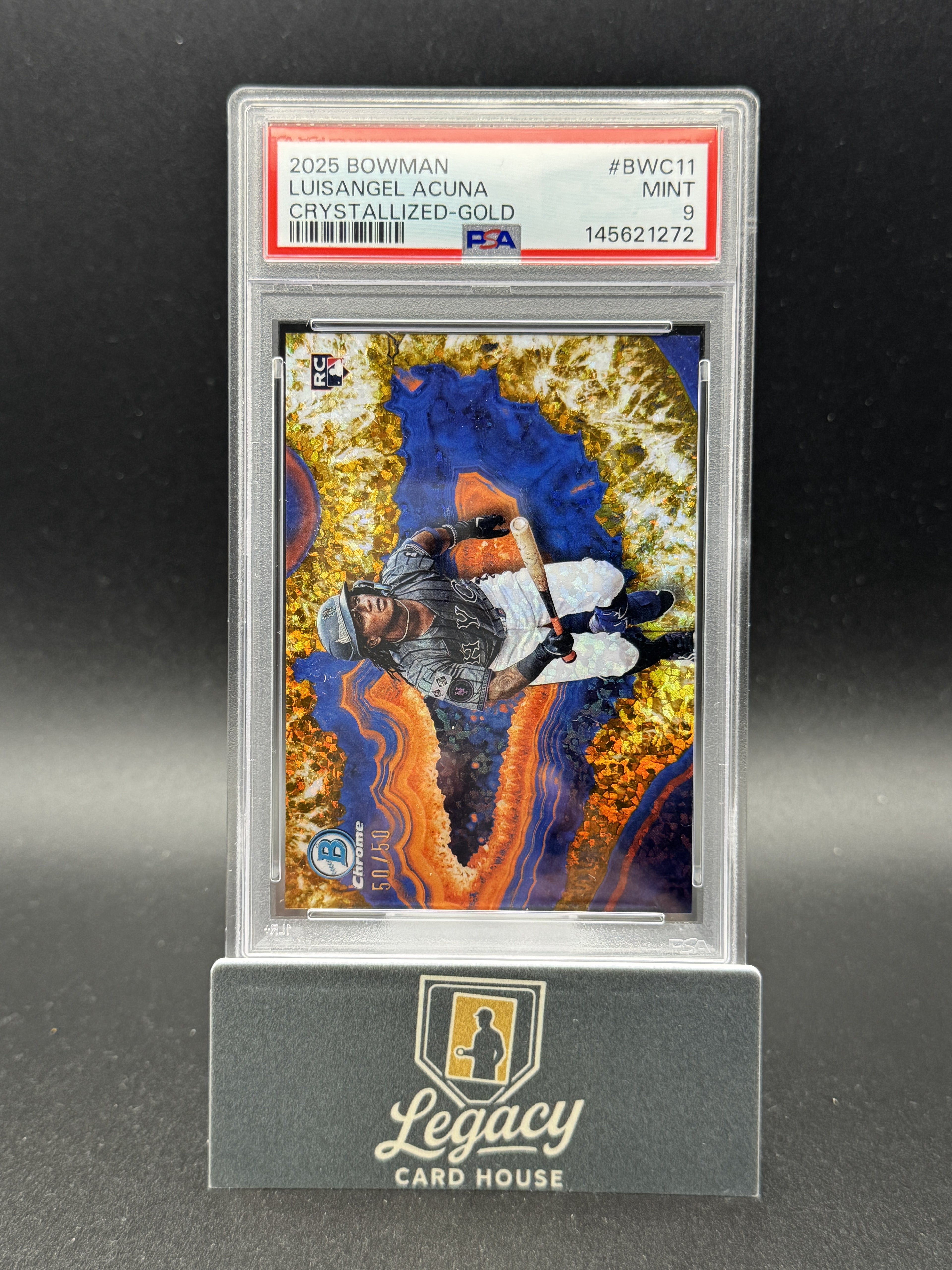 2025 Bowman #BWC-11 Luisangel Acuña Crystalized Gold Refractor PSA 9 #/50