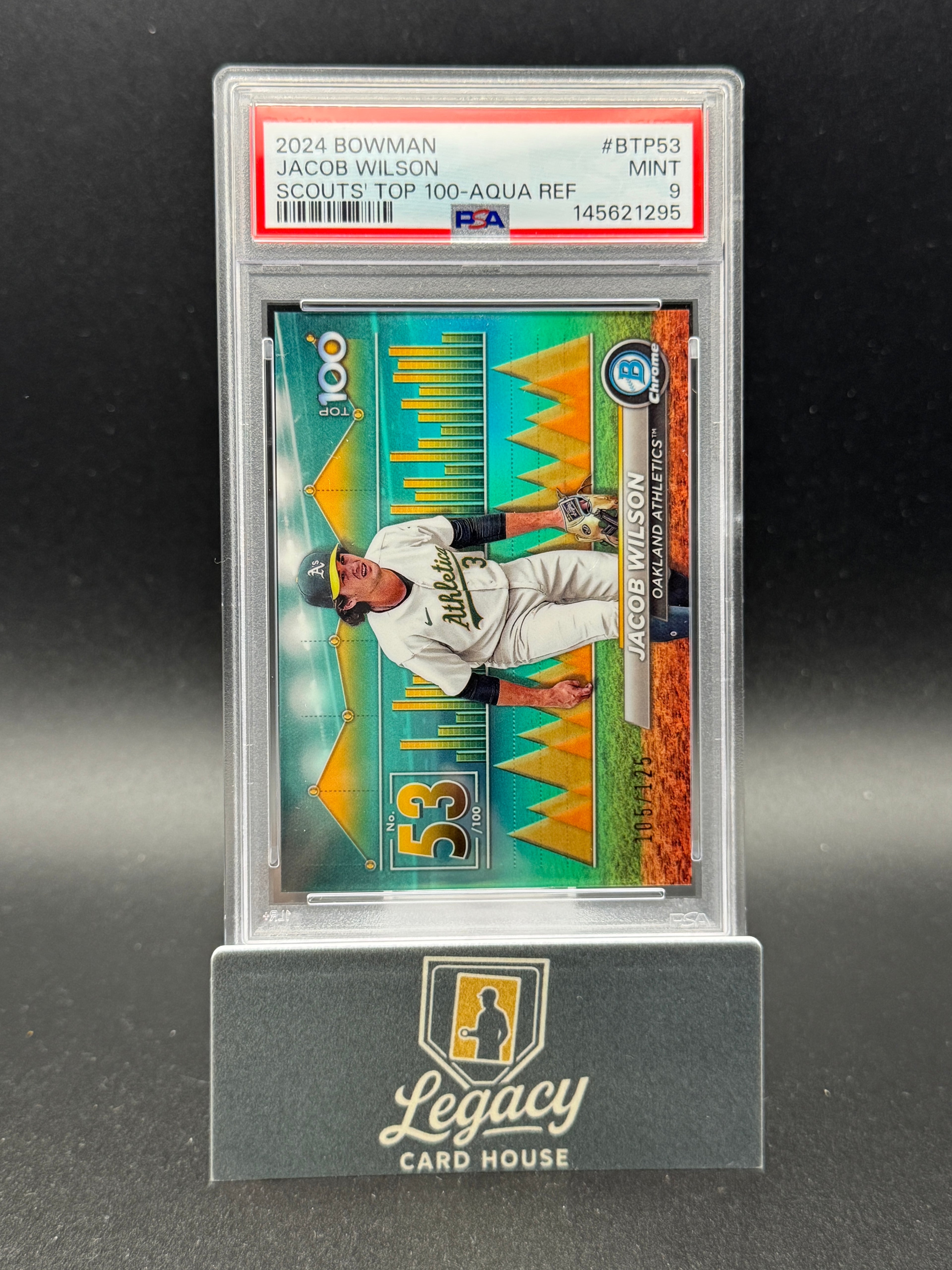 2024 Bowman Jacob Wilson Bowman Scouts' Top 100 Aqua Refr. PSA 9 #/125
