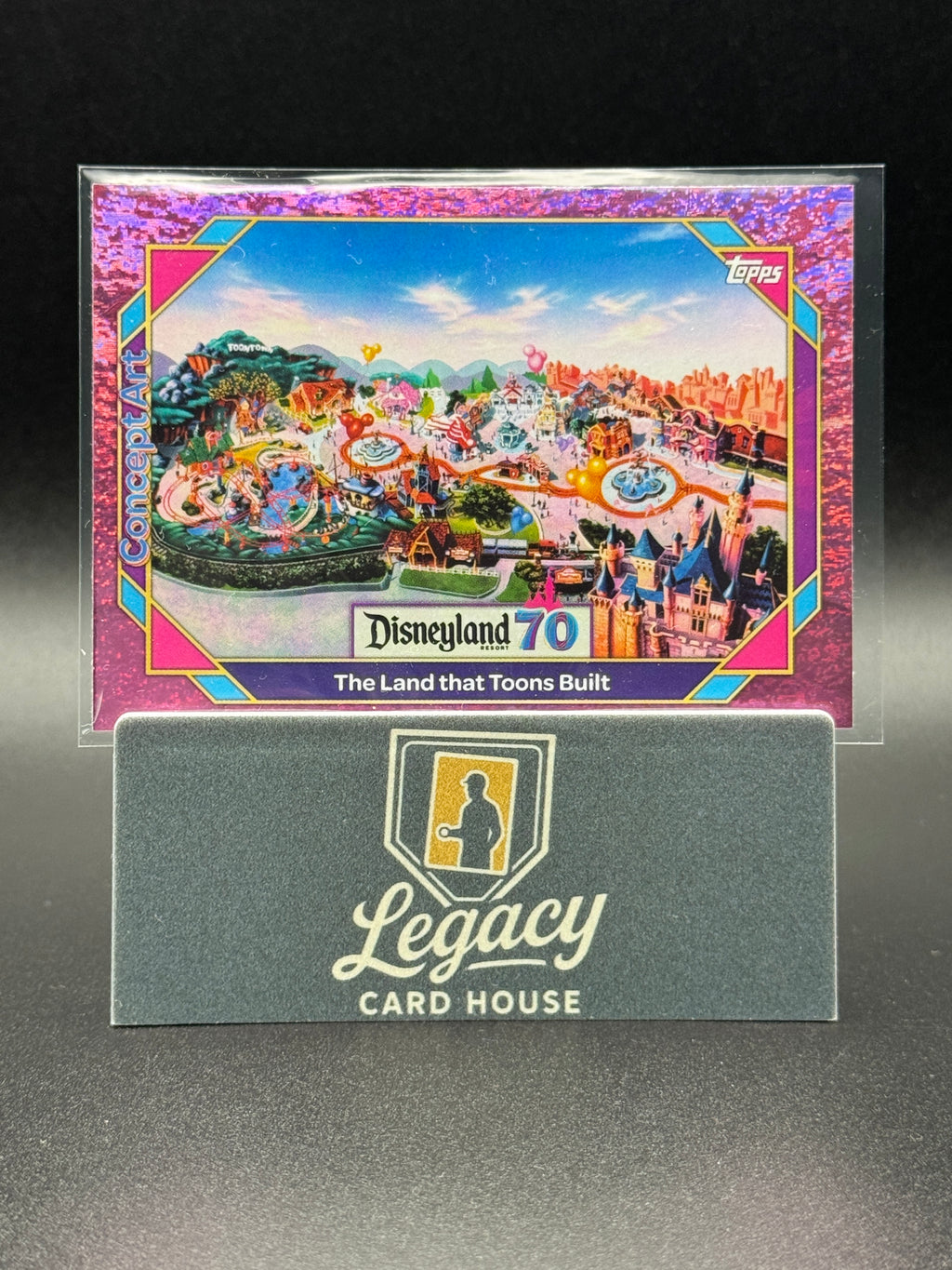 2025 Topps Disneyland 70th Anniv. The Land that Toons Built Pink Shimmer Foil